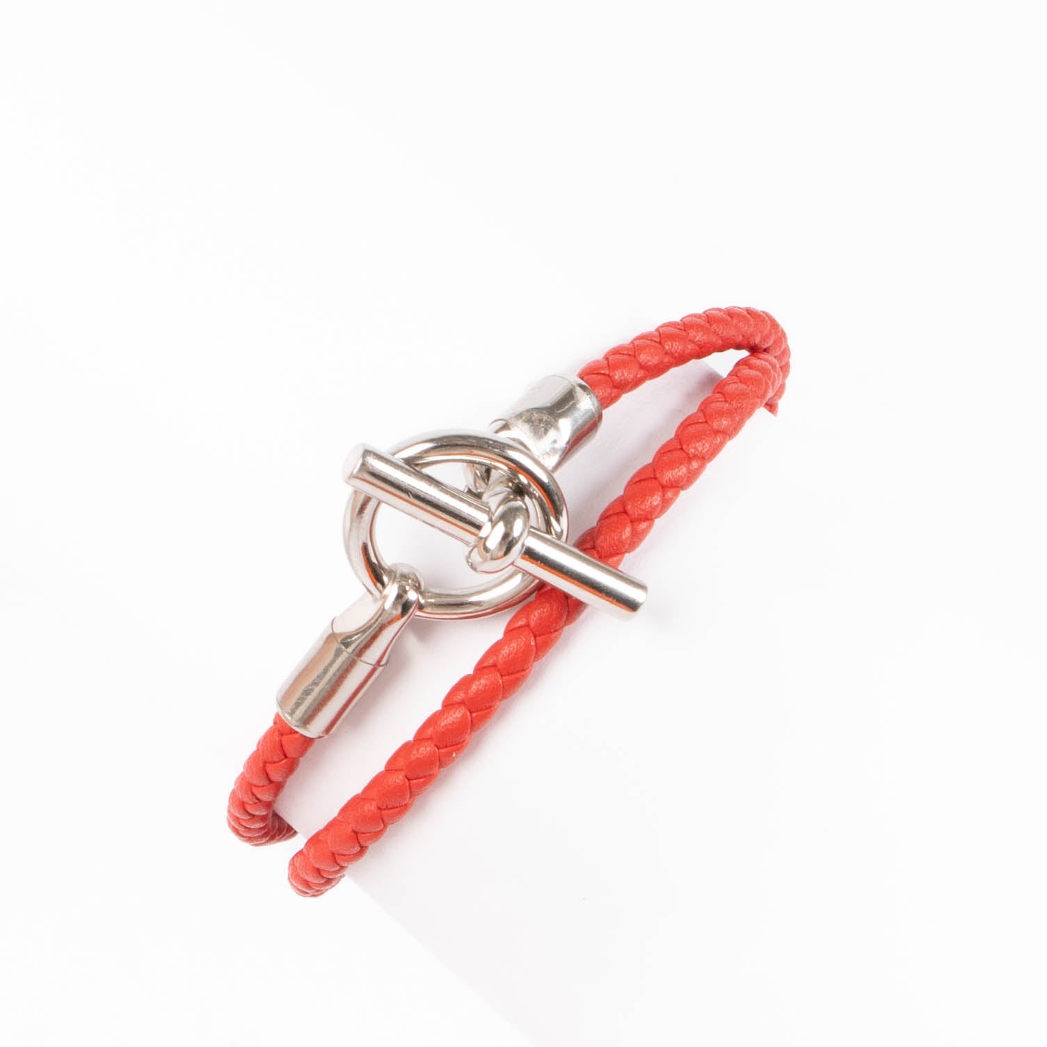Hermes Red Glénan Double Tour Bracelet - Size T1