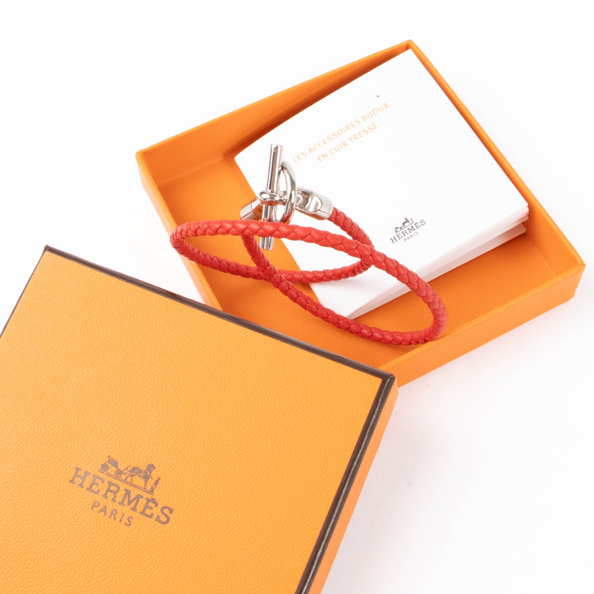 Hermes Red Glénan Double Tour Bracelet - Size T1