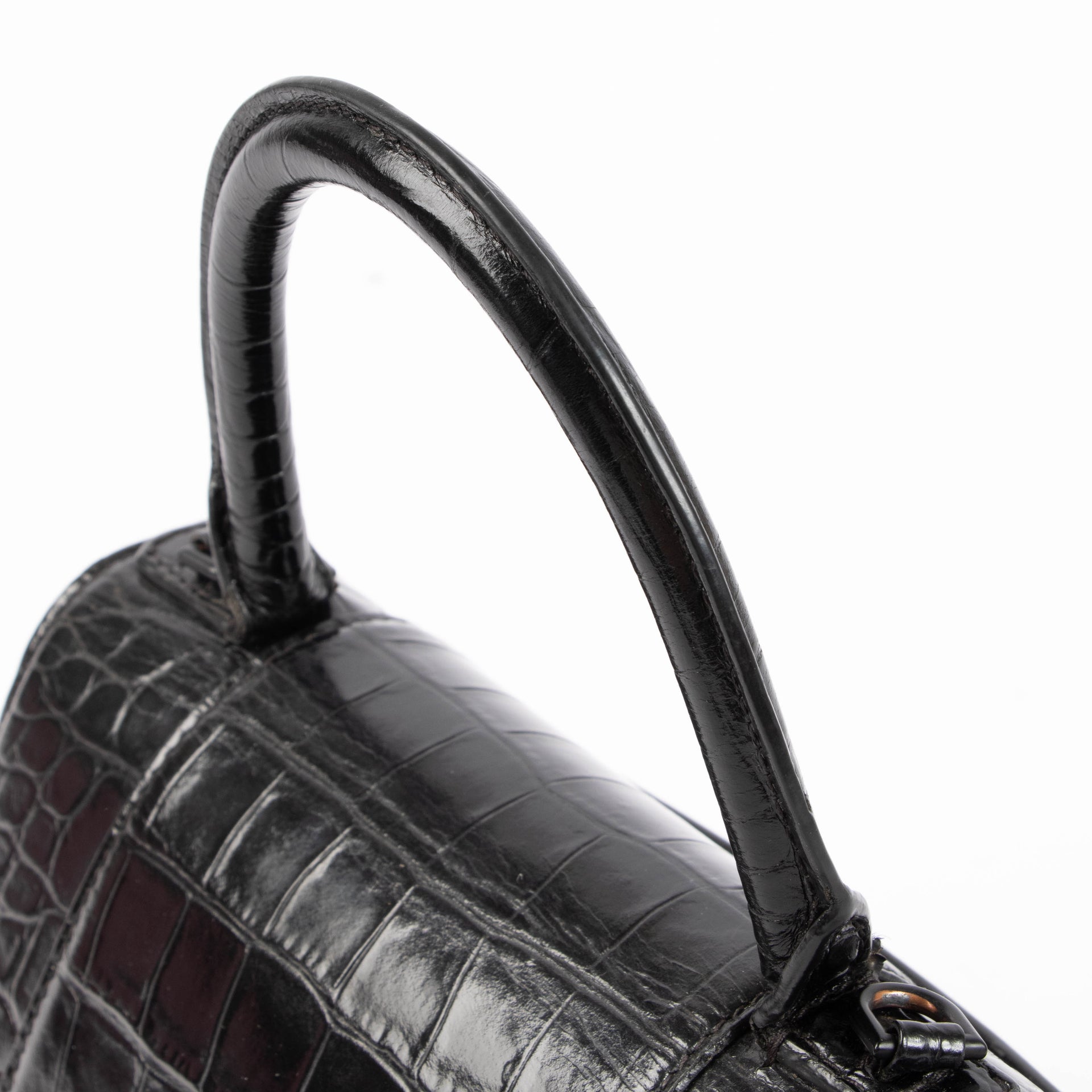 Balenciaga Black Croco Small Hourglass Bag