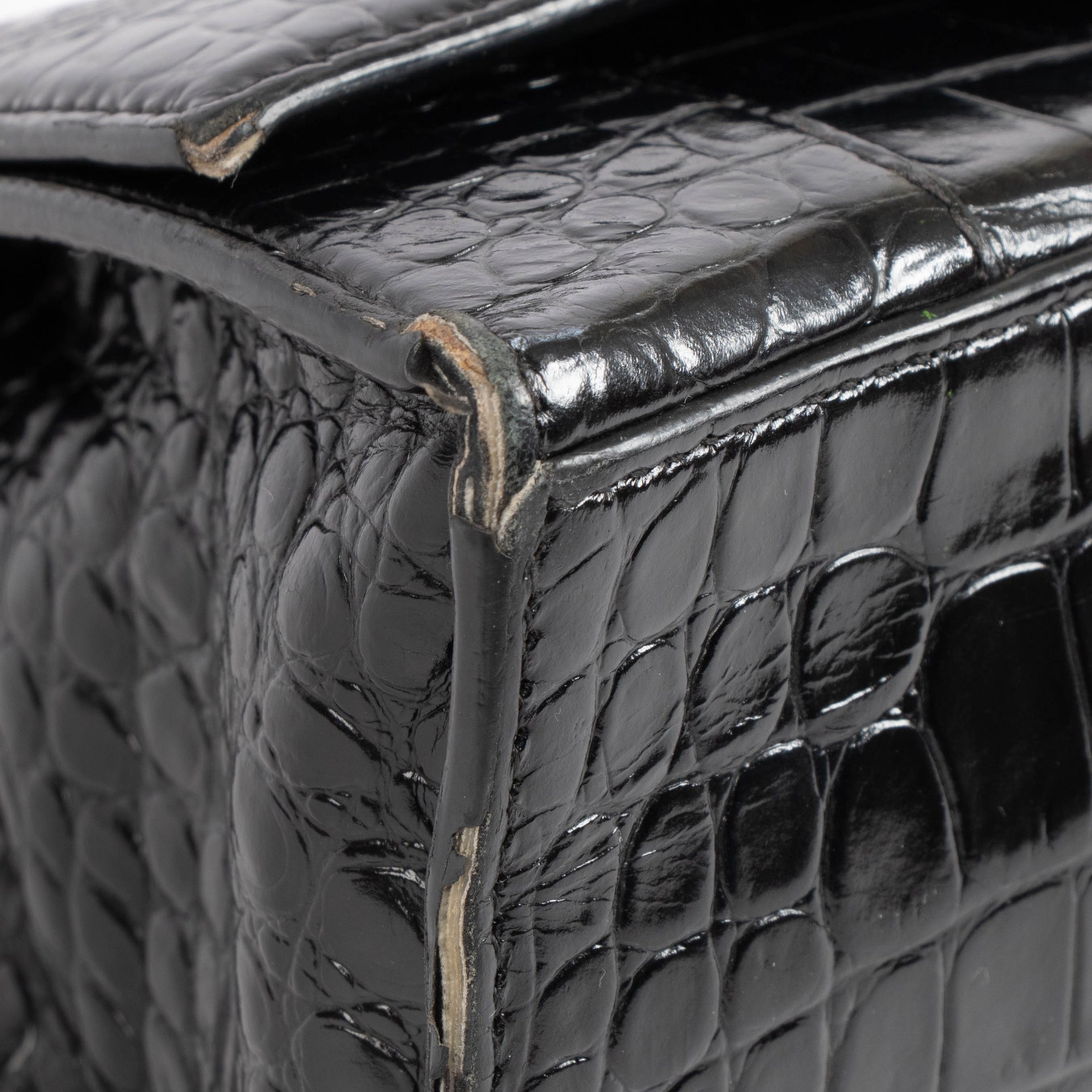 Balenciaga Black Croco Small Hourglass Bag