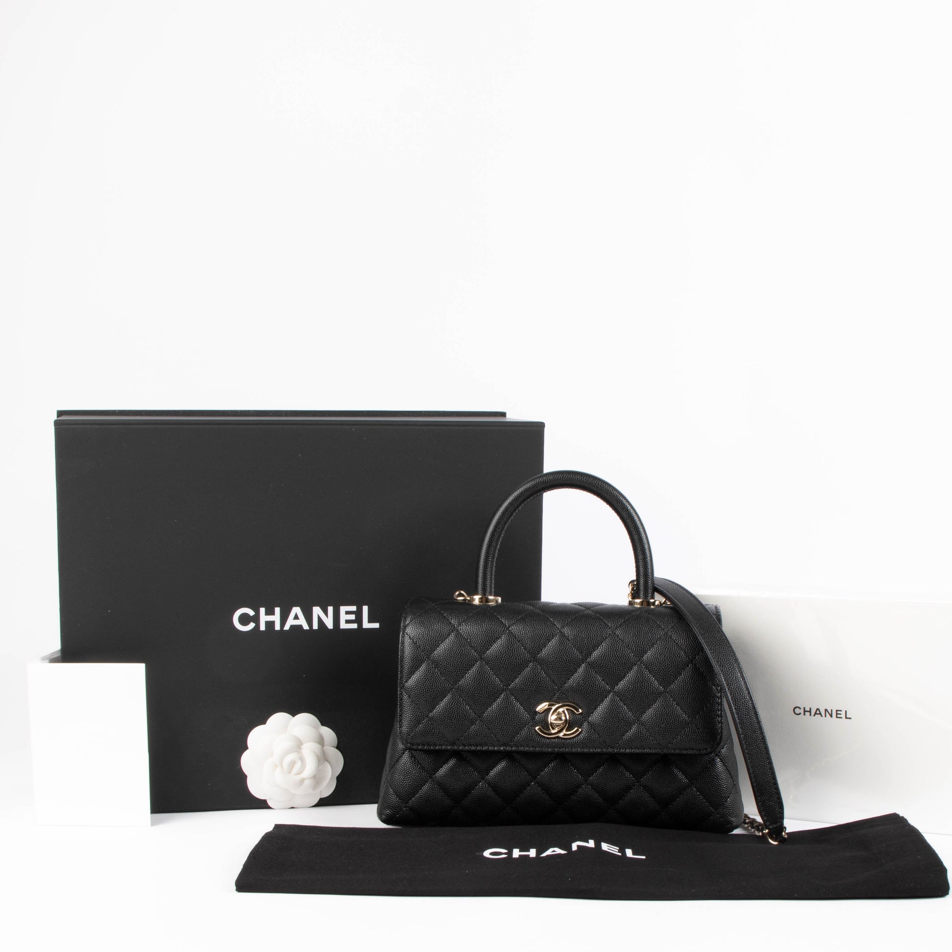 Shop this authentic chanel black caviar small coco handle pre-loved on Labellov.com