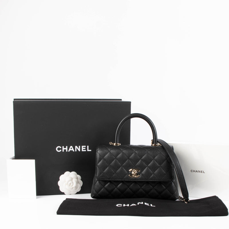 Shop this authentic chanel black caviar small coco handle pre-loved on Labellov.com