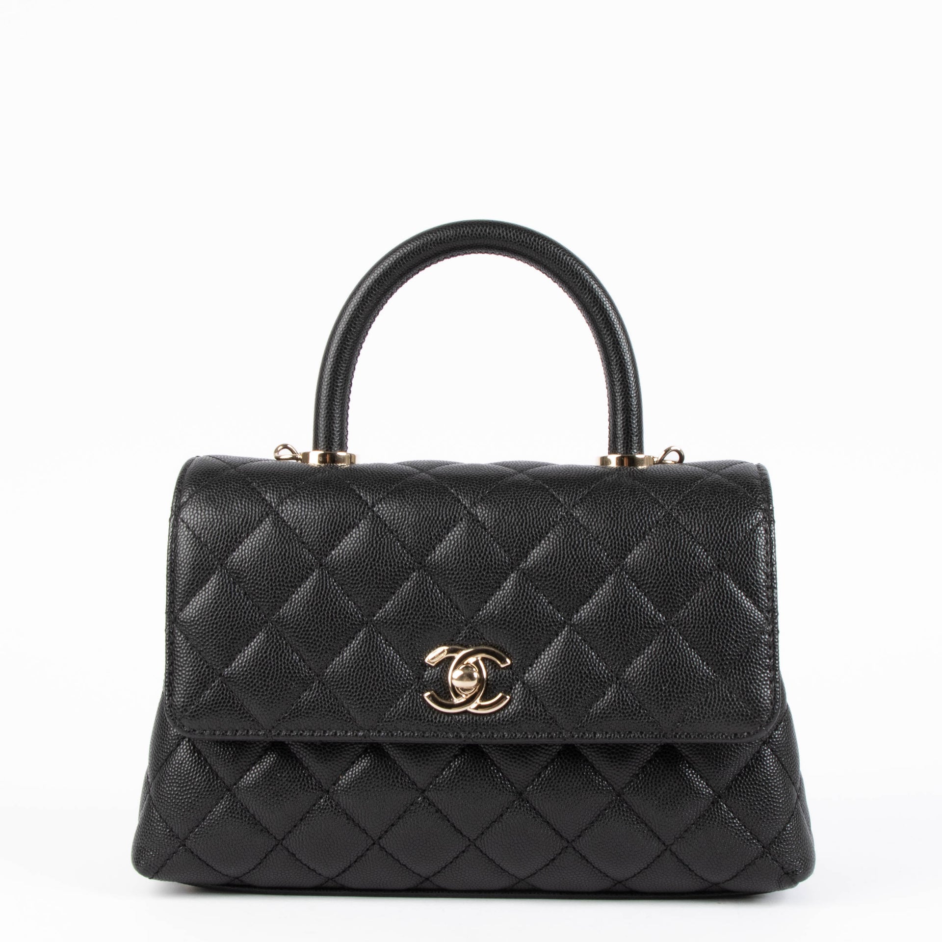 Shop this authentic chanel black caviar small coco handle pre-loved on Labellov.com