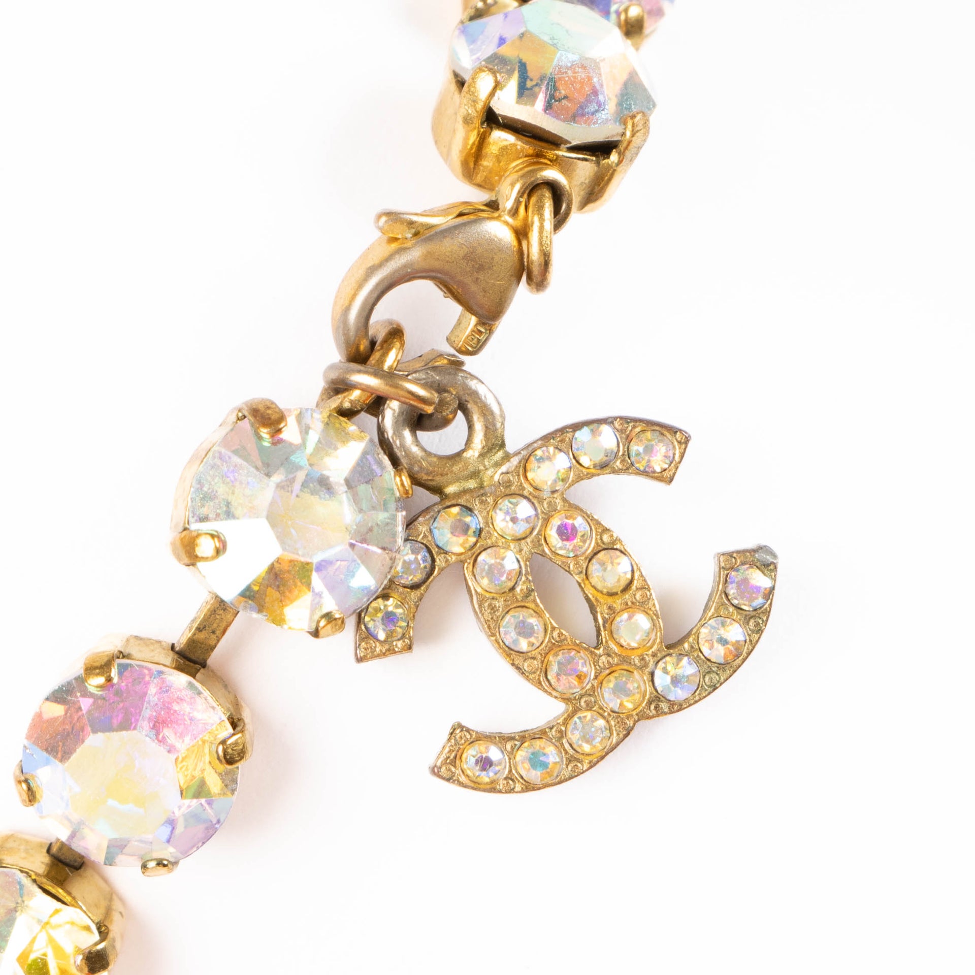 Shop this authentic Chanel 95P Barbie Gold Crystel Anklet/Bracelet pre-loved on Labellov.com