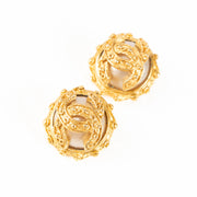 Shop these authentic Chanel 91A Gold Vintage CC Fantasy Pearl Clip-On Earrings pre-loved on Labellov.com
