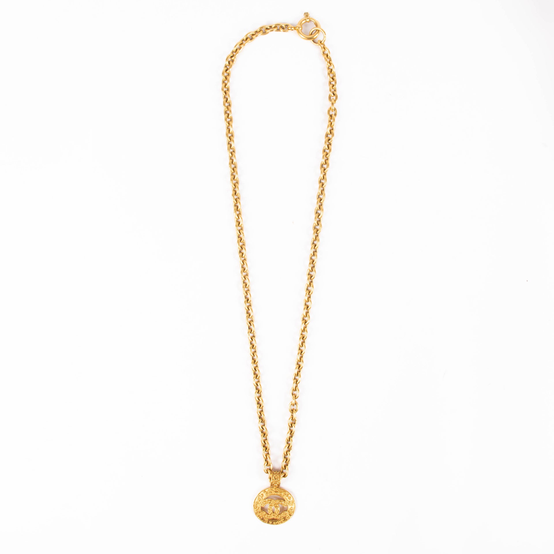 Shop this authentic Chanel 94A Gold Plated Vintage CC Necklace pre-loved on Labellov.com 