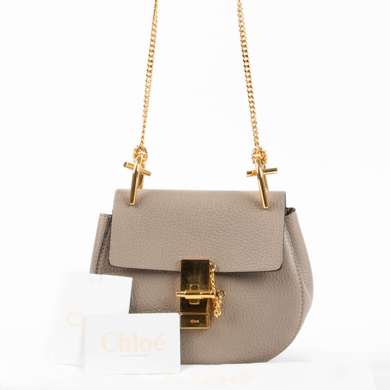 Chloé Taupe Leather Mini Drew Bag