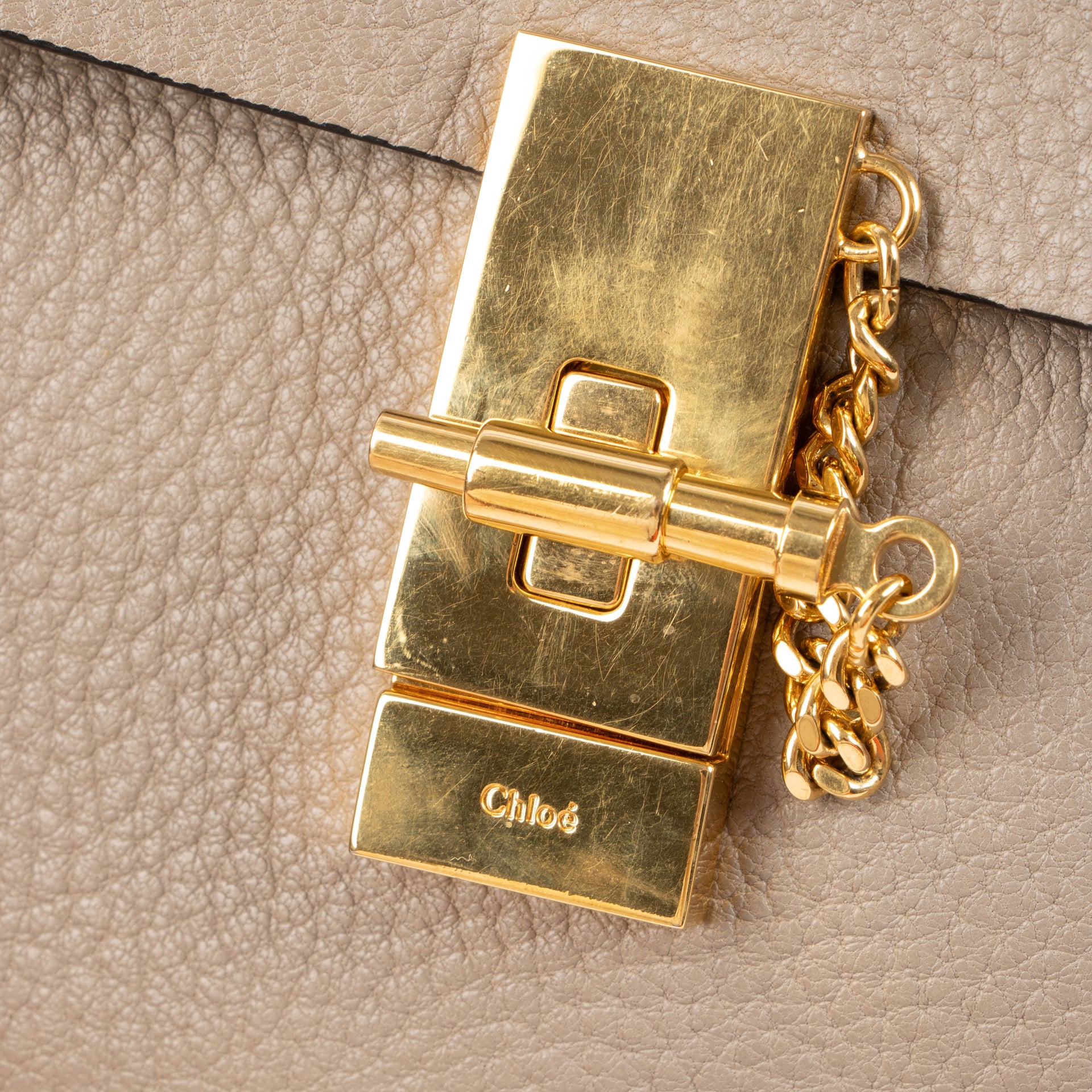 Chloé Taupe Leather Mini Drew Bag