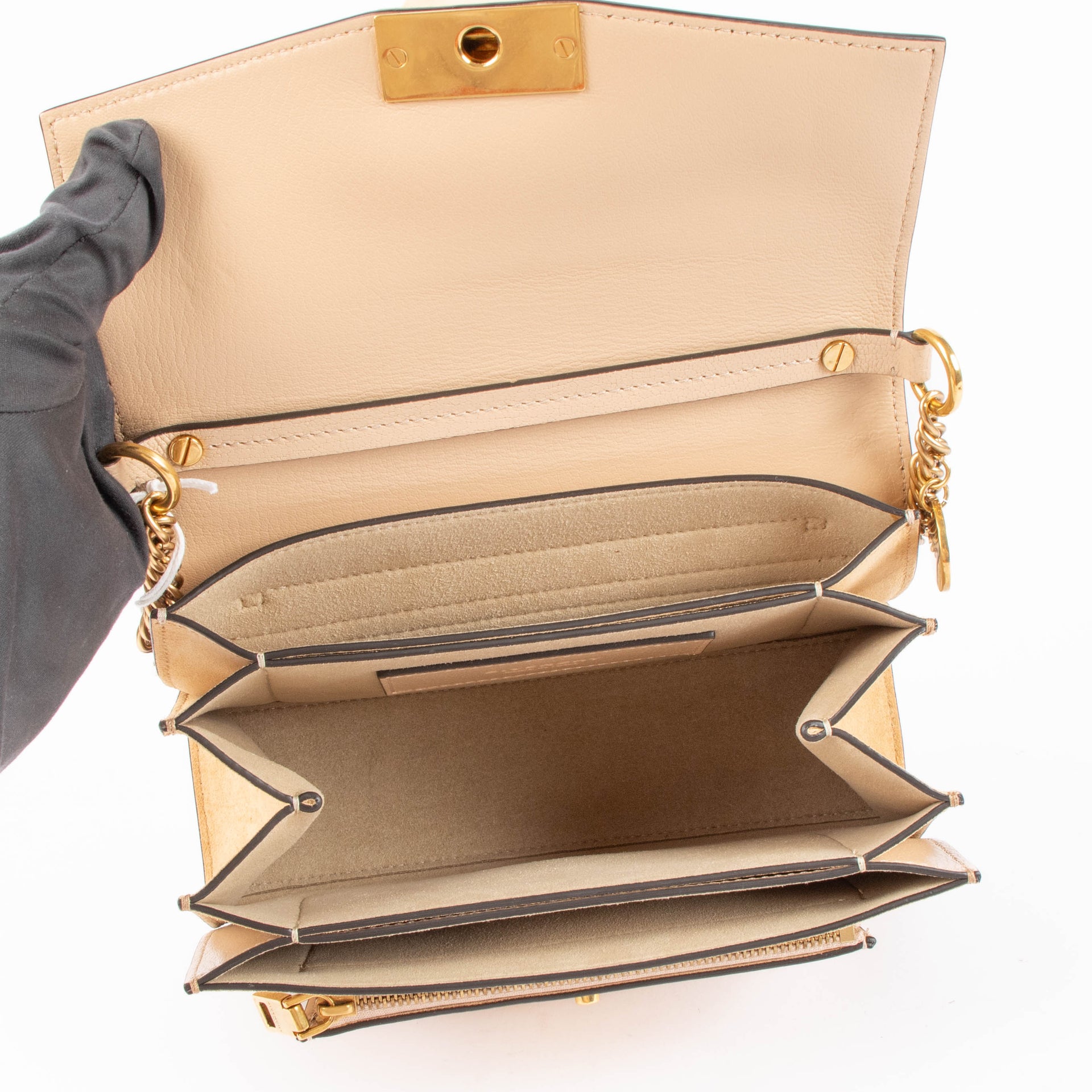 Shop authentic Givenchy Beige GV3 Small Shoulder Bag on Labellov.com.