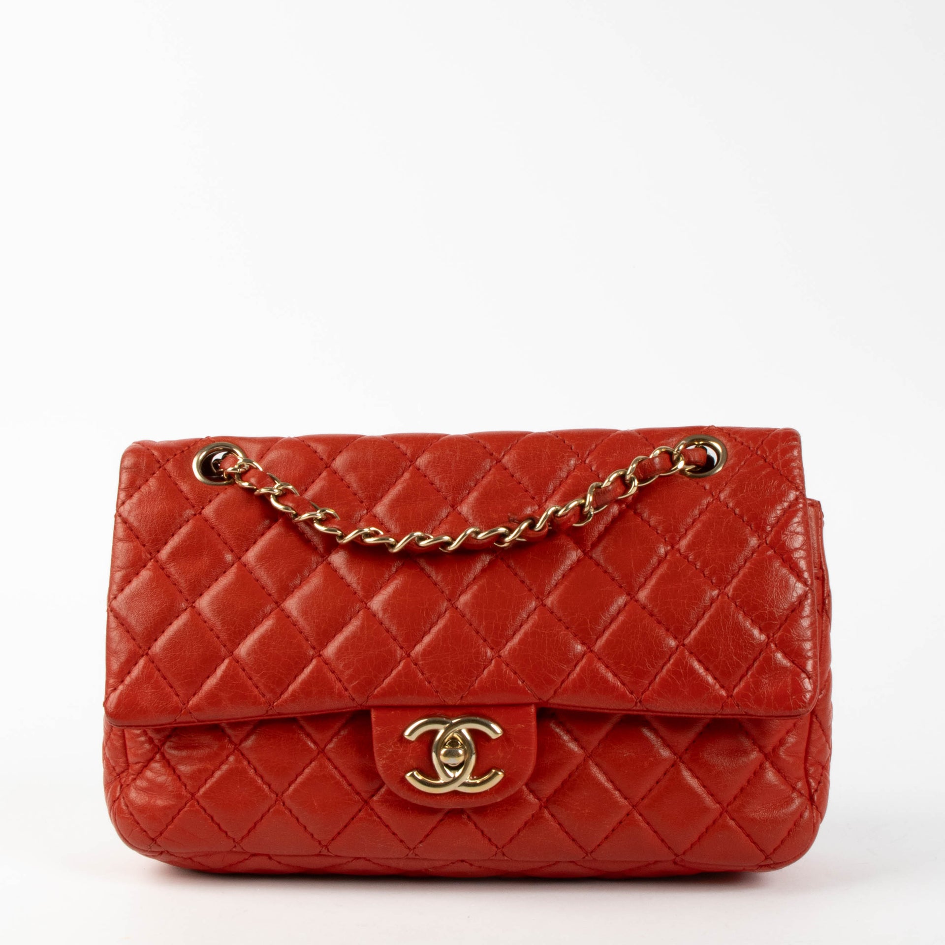 Chanel Red Soft Calfskin Medium Classic Handbag