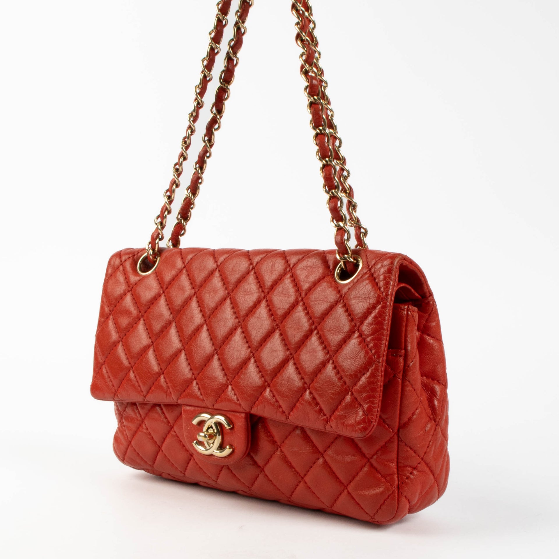 Chanel Red Soft Calfskin Medium Classic Handbag