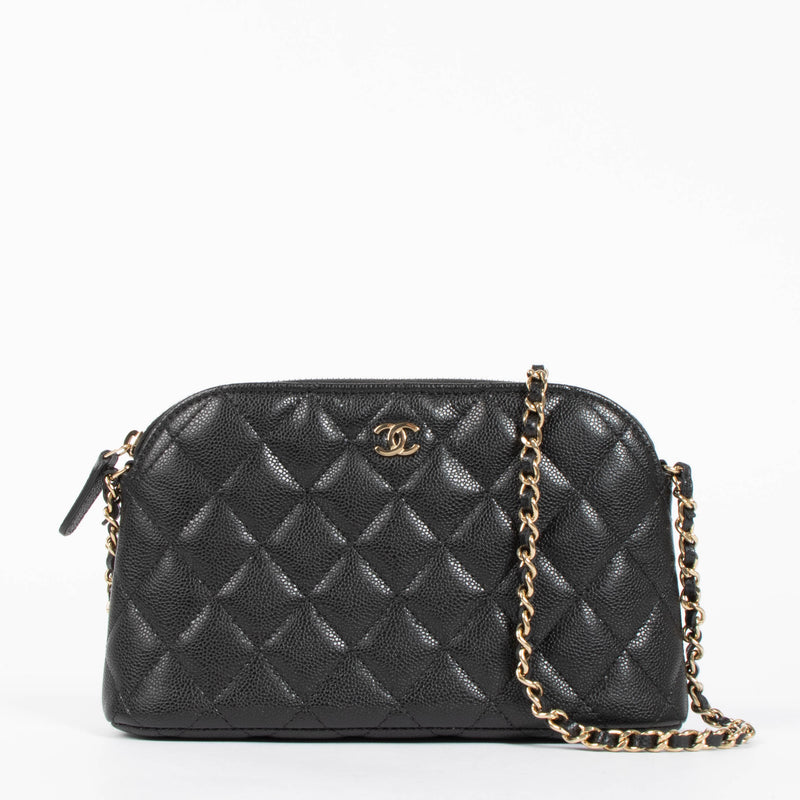 Chanel Black Caviar Clutch With Chain