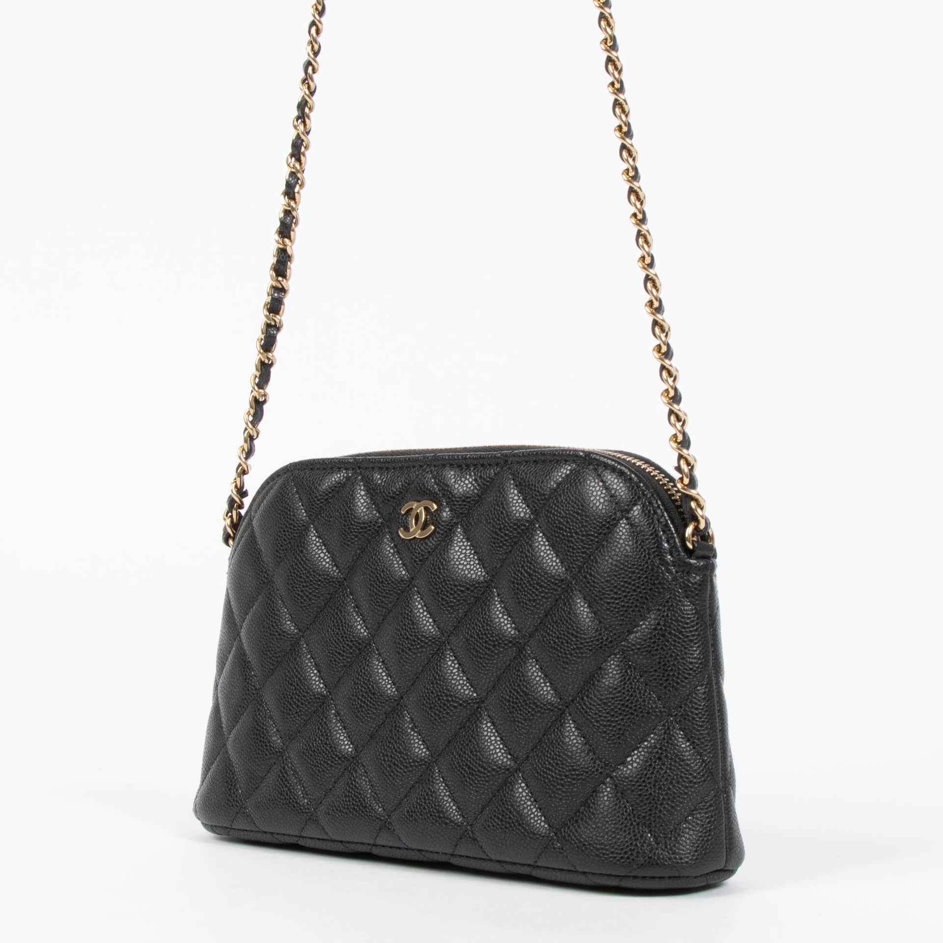 Chanel Black Caviar Clutch With Chain