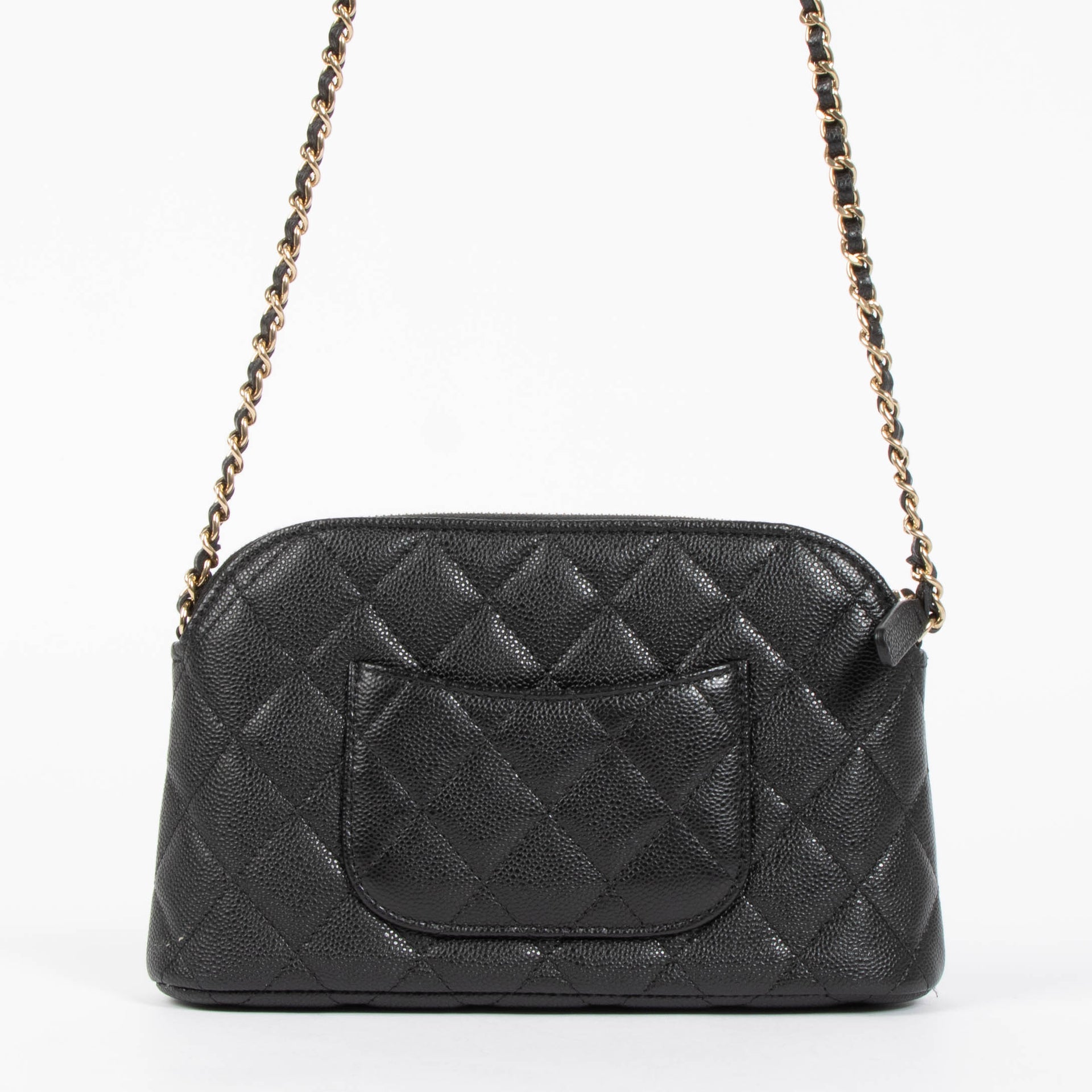 Chanel Black Caviar Clutch With Chain