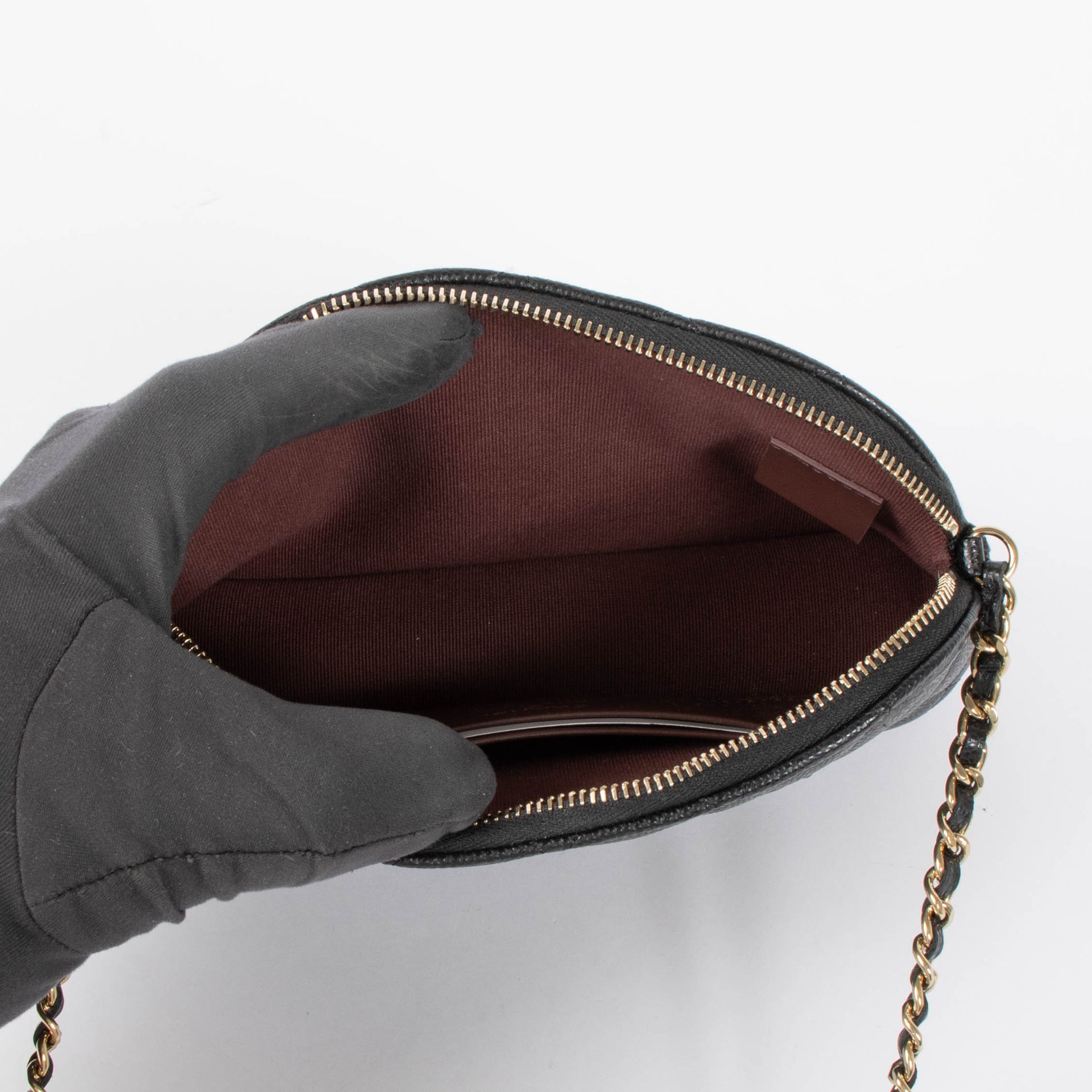 Chanel Black Caviar Clutch With Chain