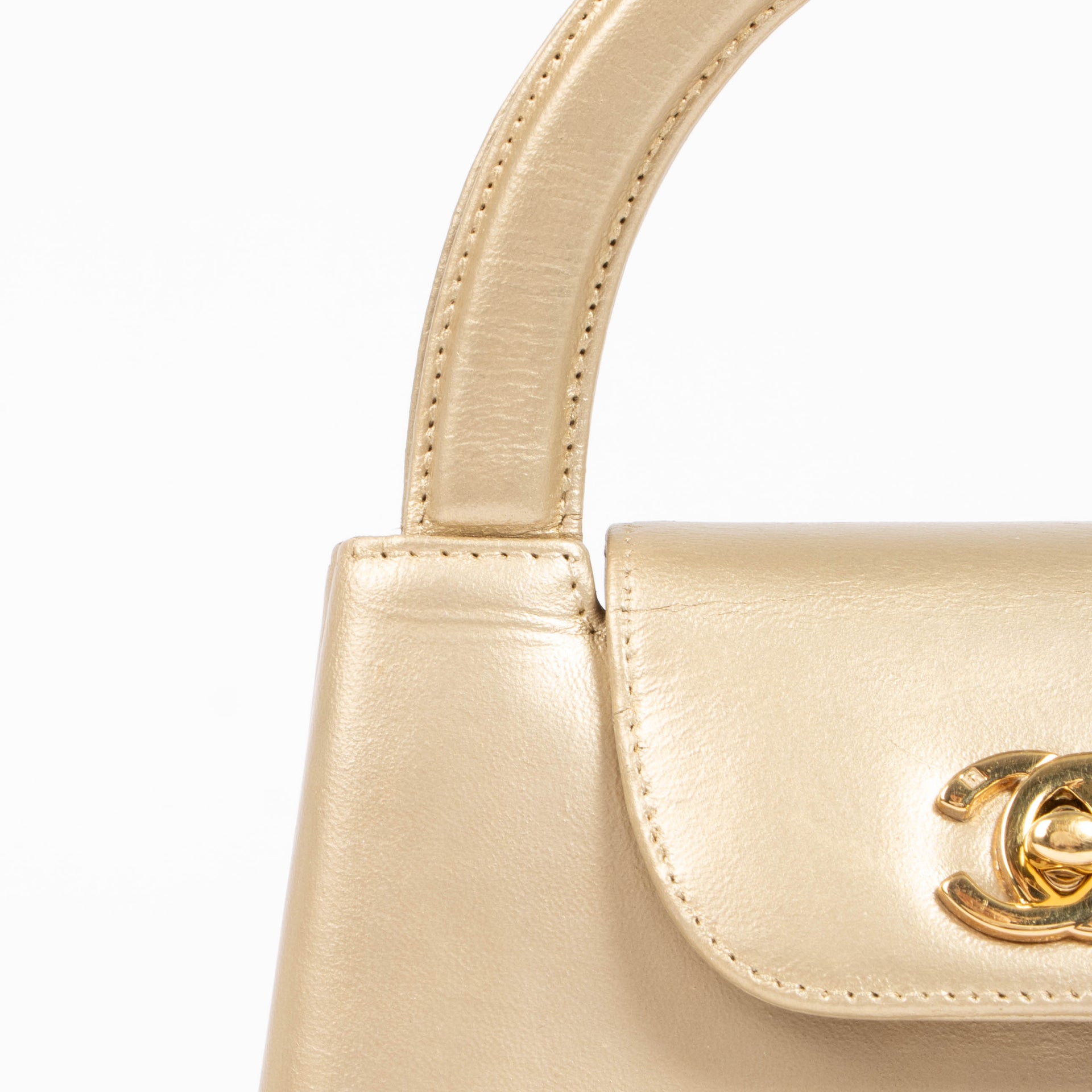 Chanel Vintage Gold Nano Kelly Mini Shopping Bag
