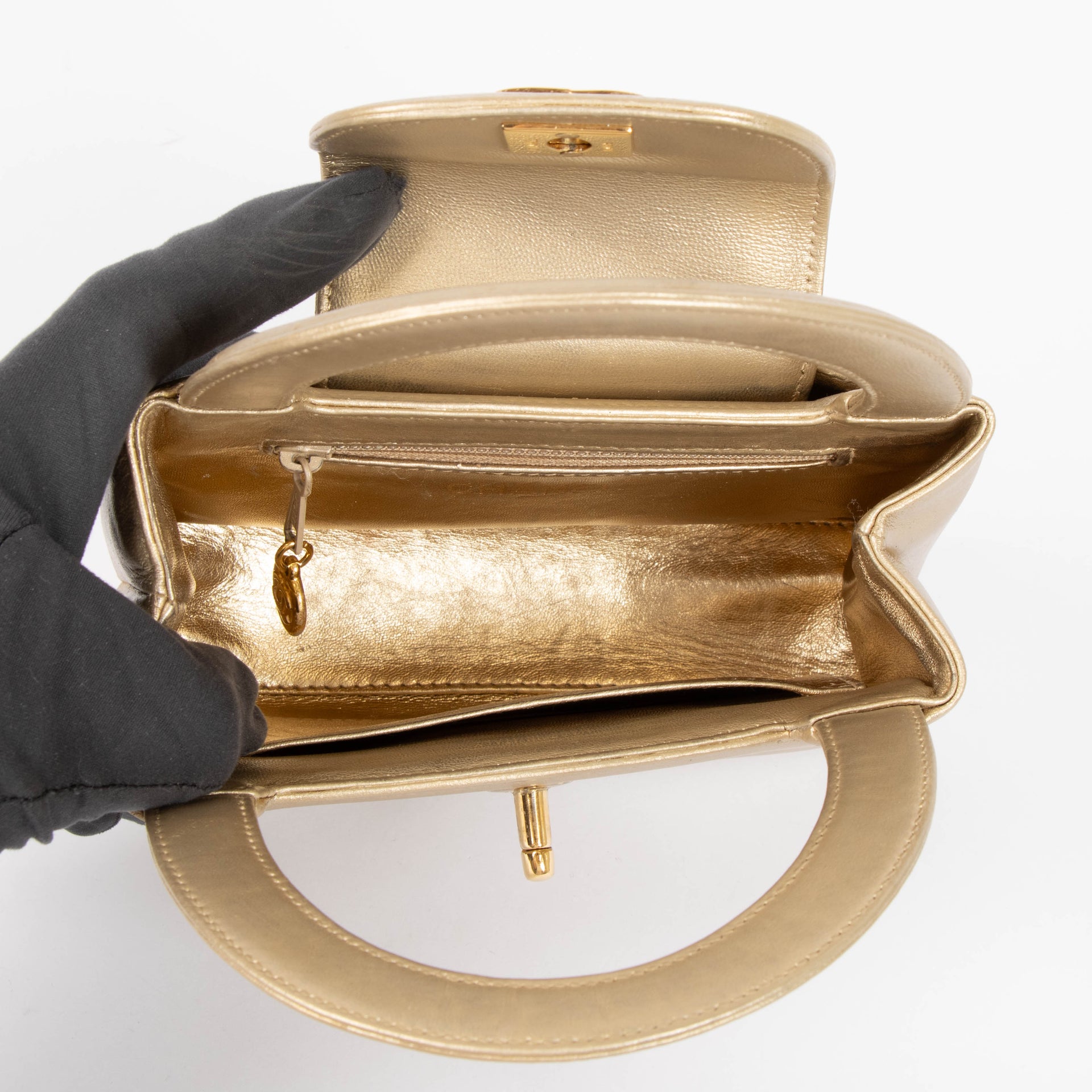 Chanel Vintage Gold Nano Kelly Mini Shopping Bag