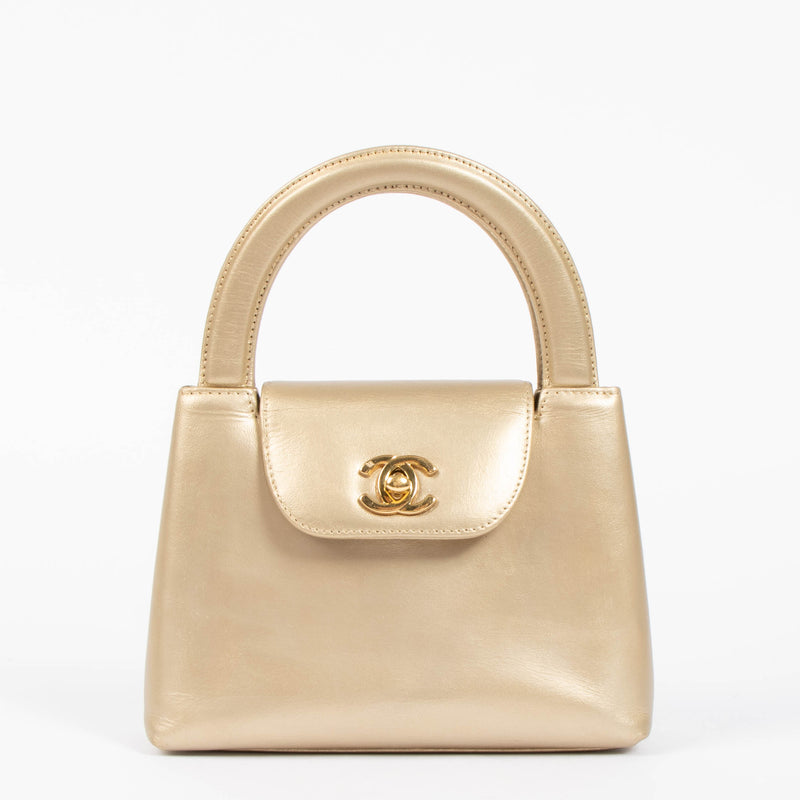Chanel Vintage Gold Nano Kelly Mini Shopping Bag