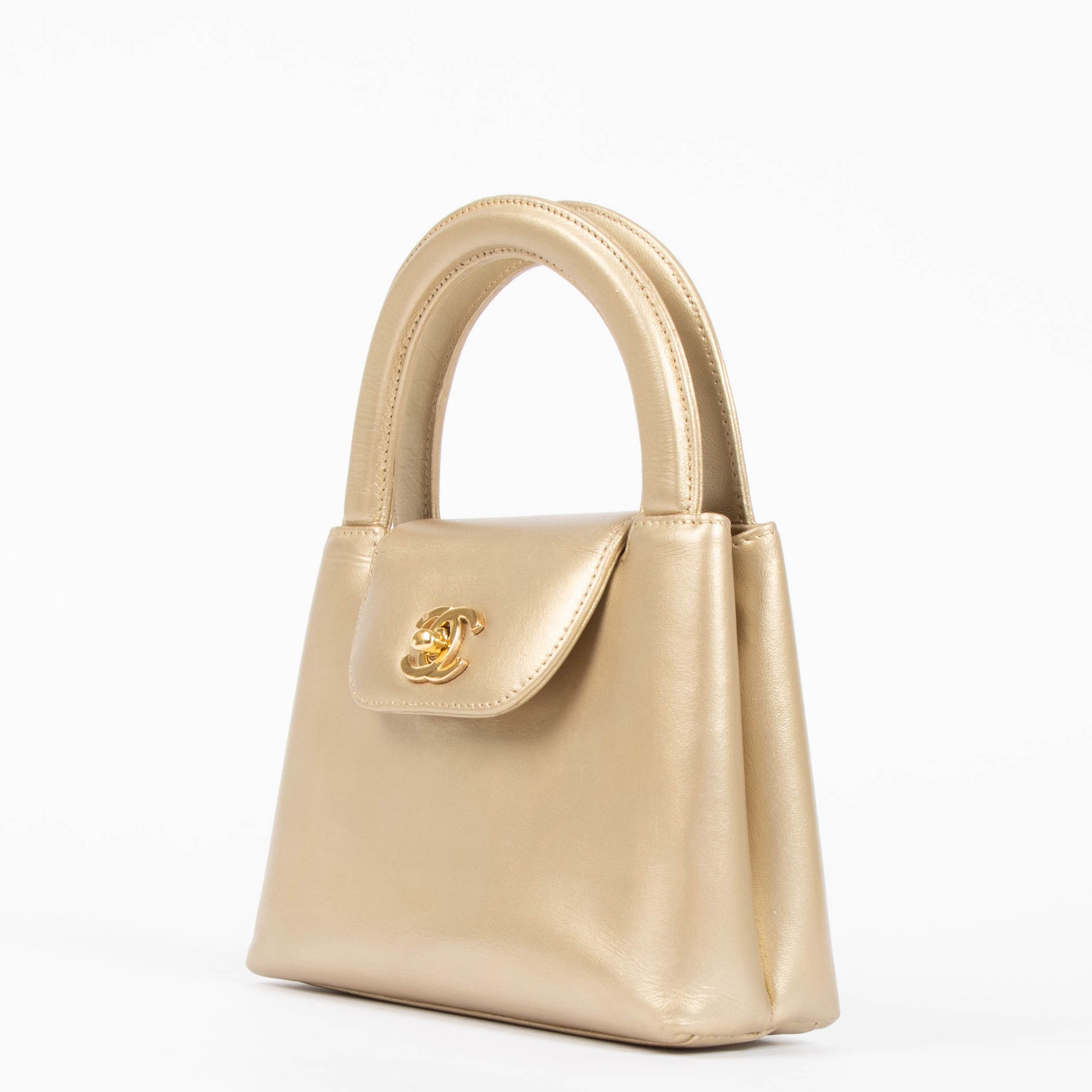 Chanel Vintage Gold Nano Kelly Mini Shopping Bag