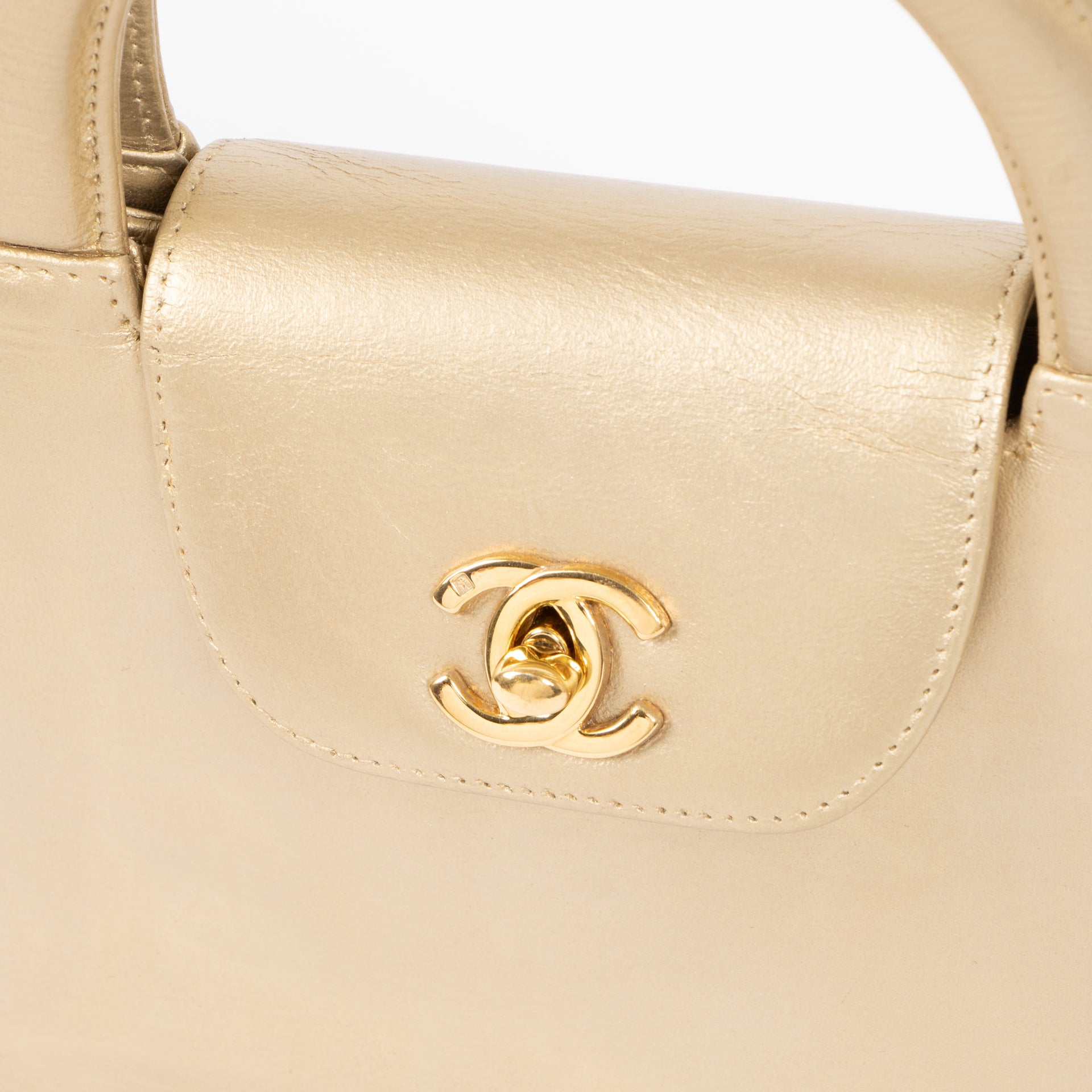 Chanel Vintage Gold Nano Kelly Mini Shopping Bag