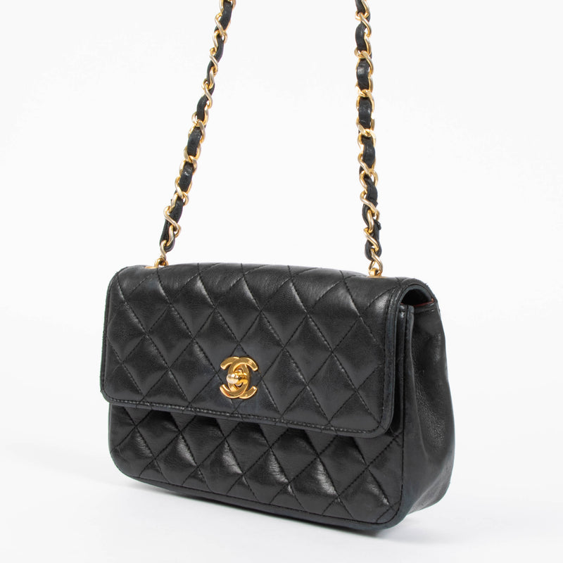 Chanel Vintage Black Lambskin Mini Flap Bag
