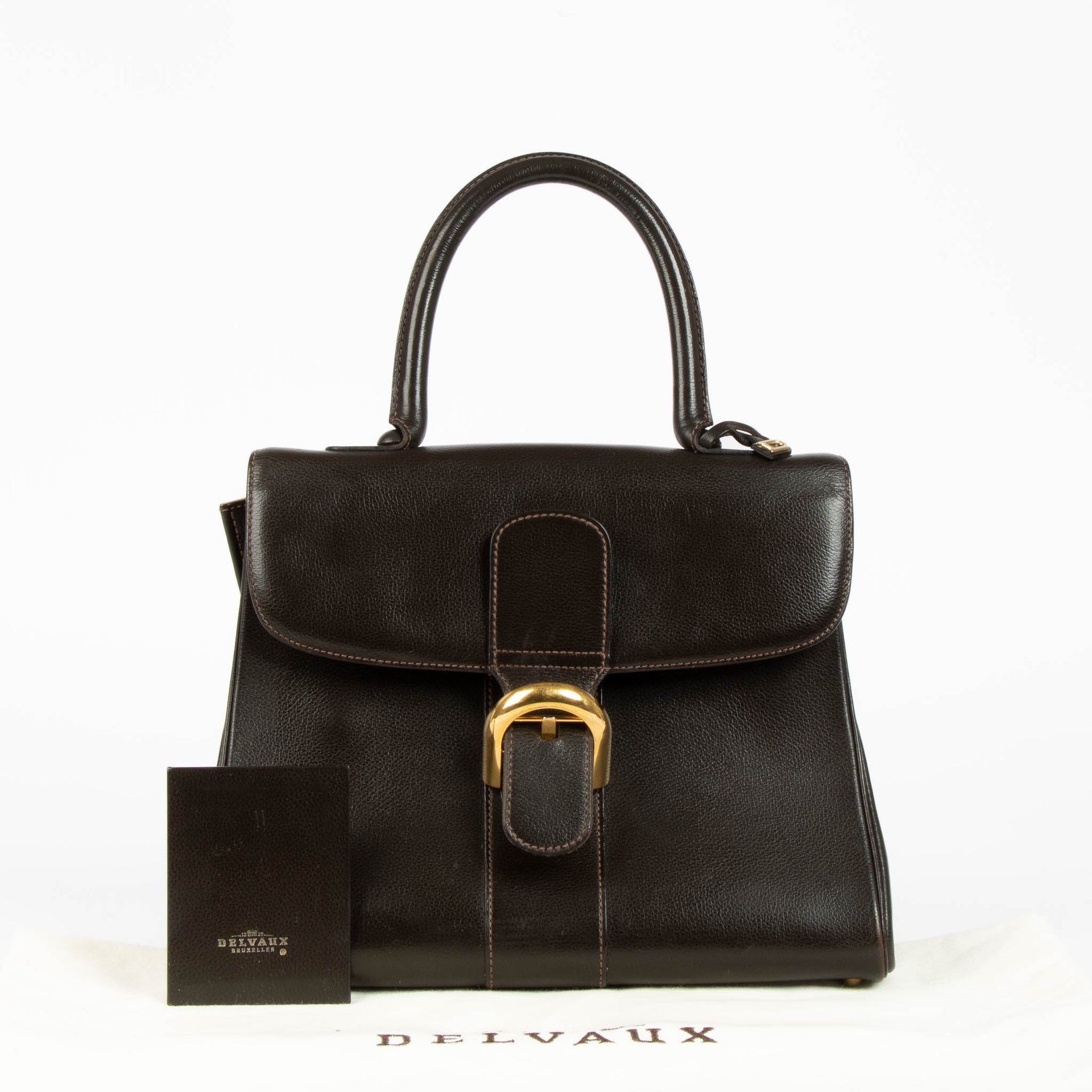 Shop the authentic Delvaux Brown Cafe Jumping Brillant MM Top Handle Bag second hand on Labellov.com