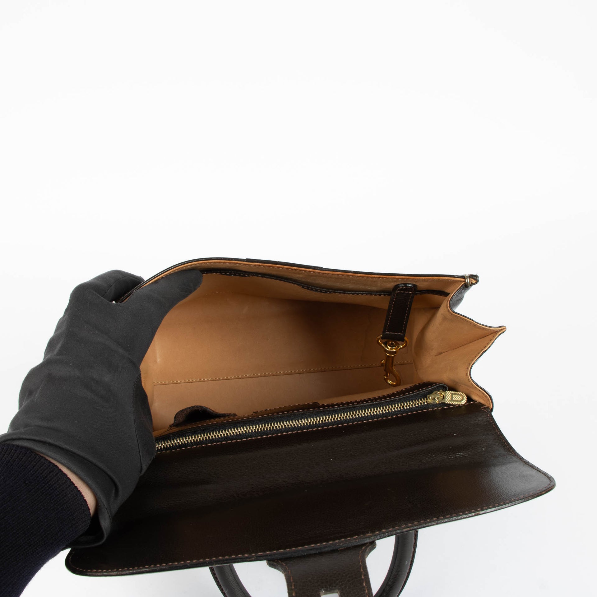 Shop the authentic Delvaux Brown Cafe Jumping Brillant MM Top Handle Bag second hand on Labellov.com