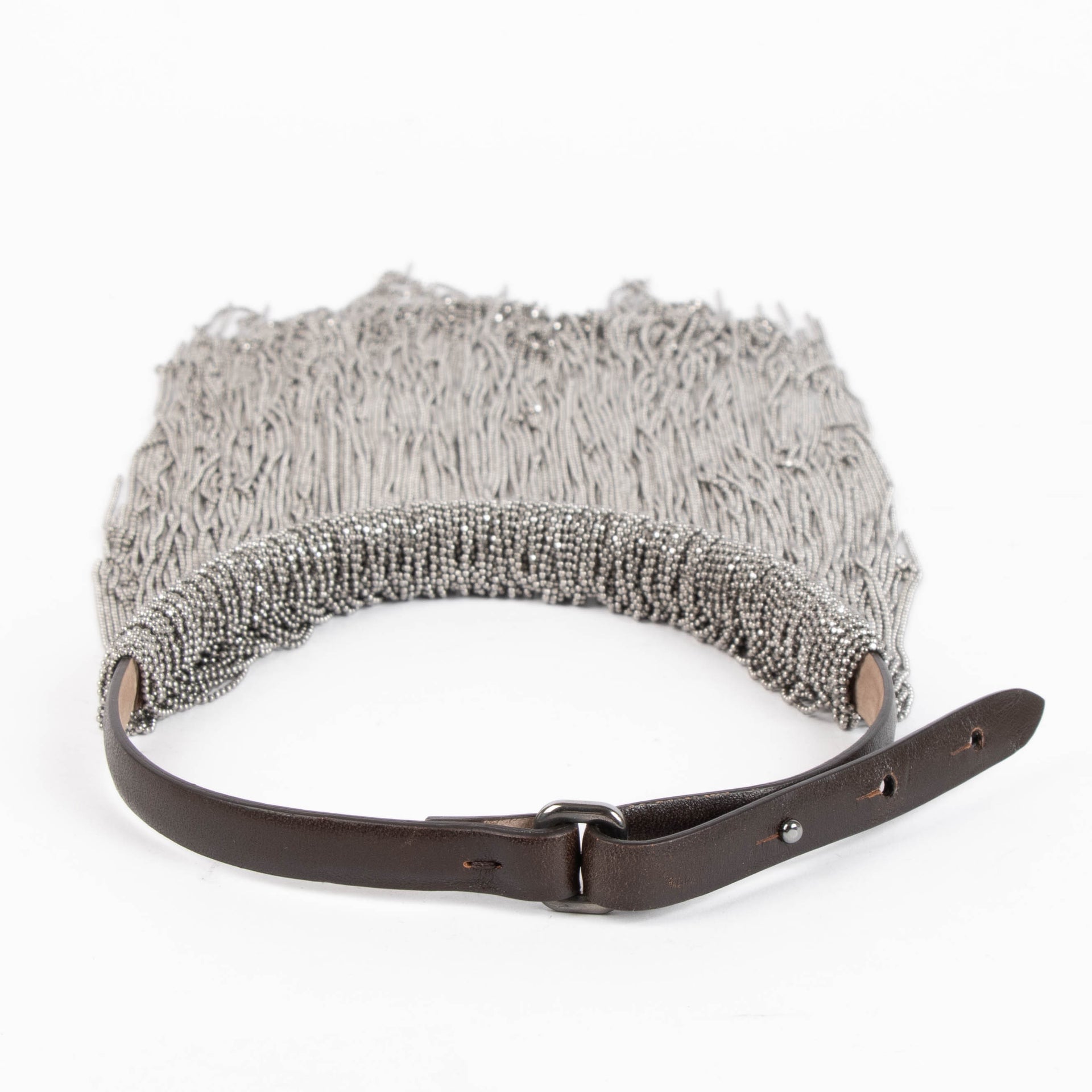 Brunello Cucinelli Silver Monili Metal Fringe Necklace