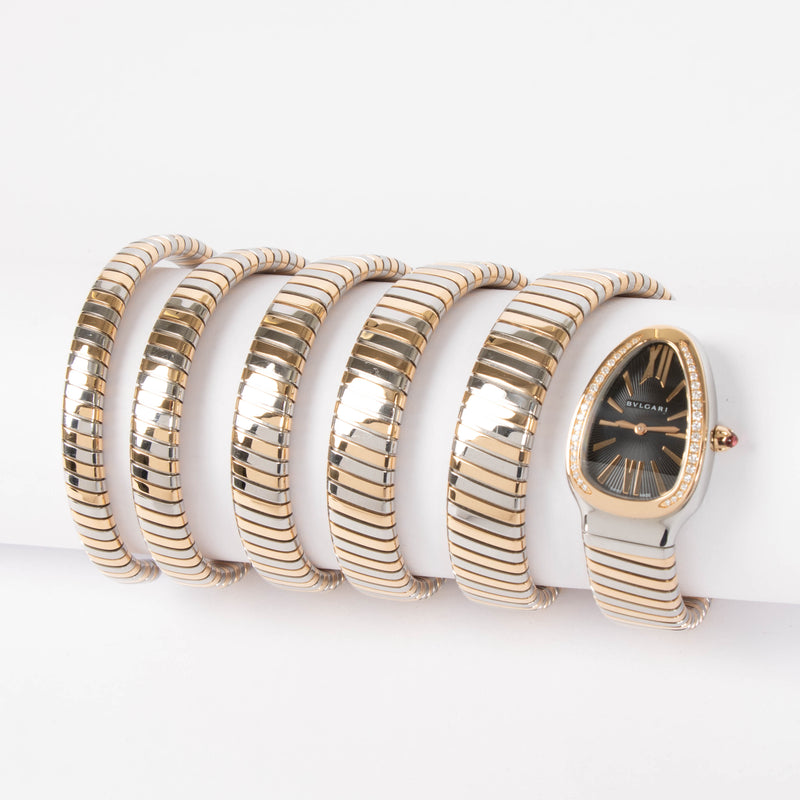 Bulgari Diamond Rose Gold/Steel Serpenti Tubogas Watch