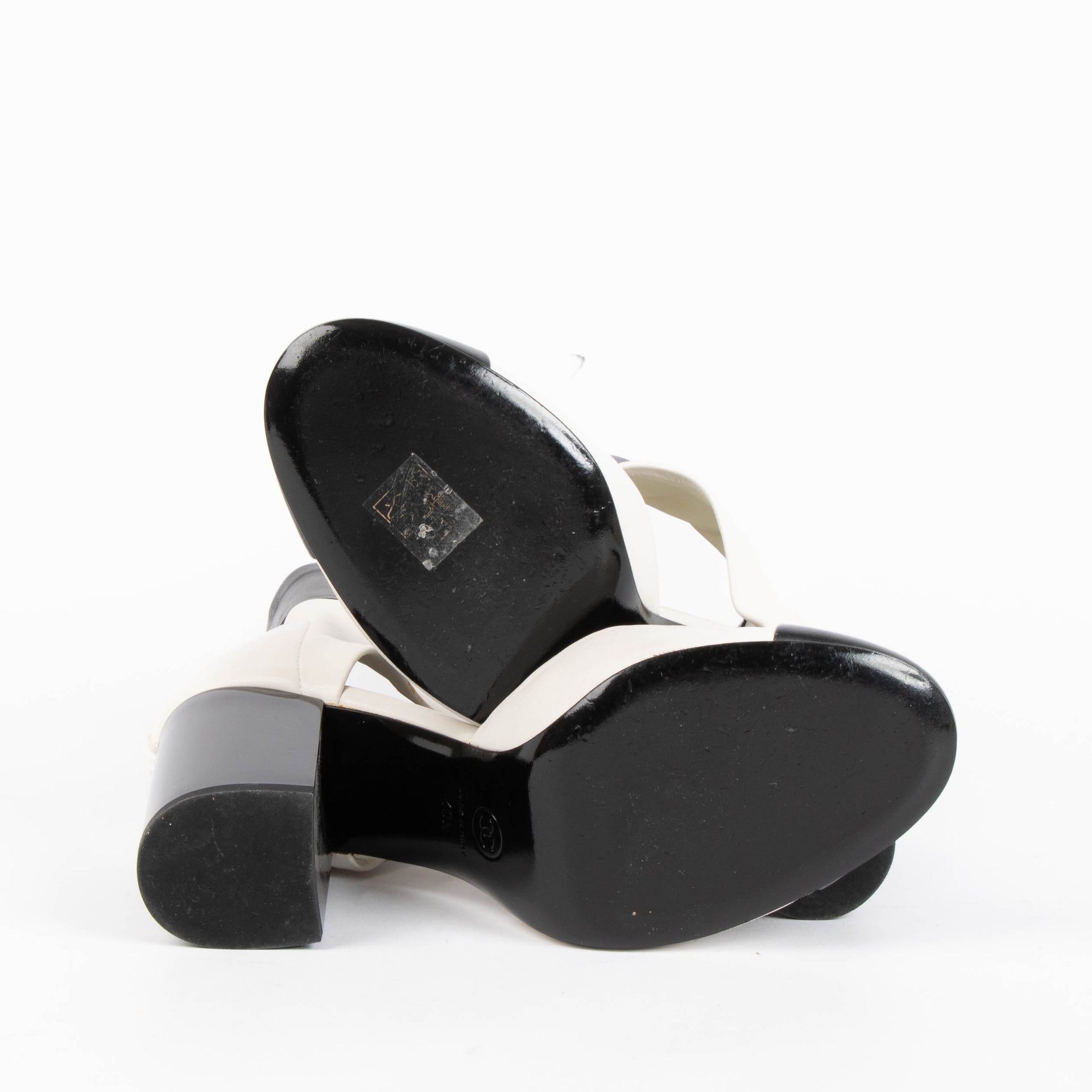 Chanel 17S Black/White Cut-Out Ankle Boots - Size 40.5