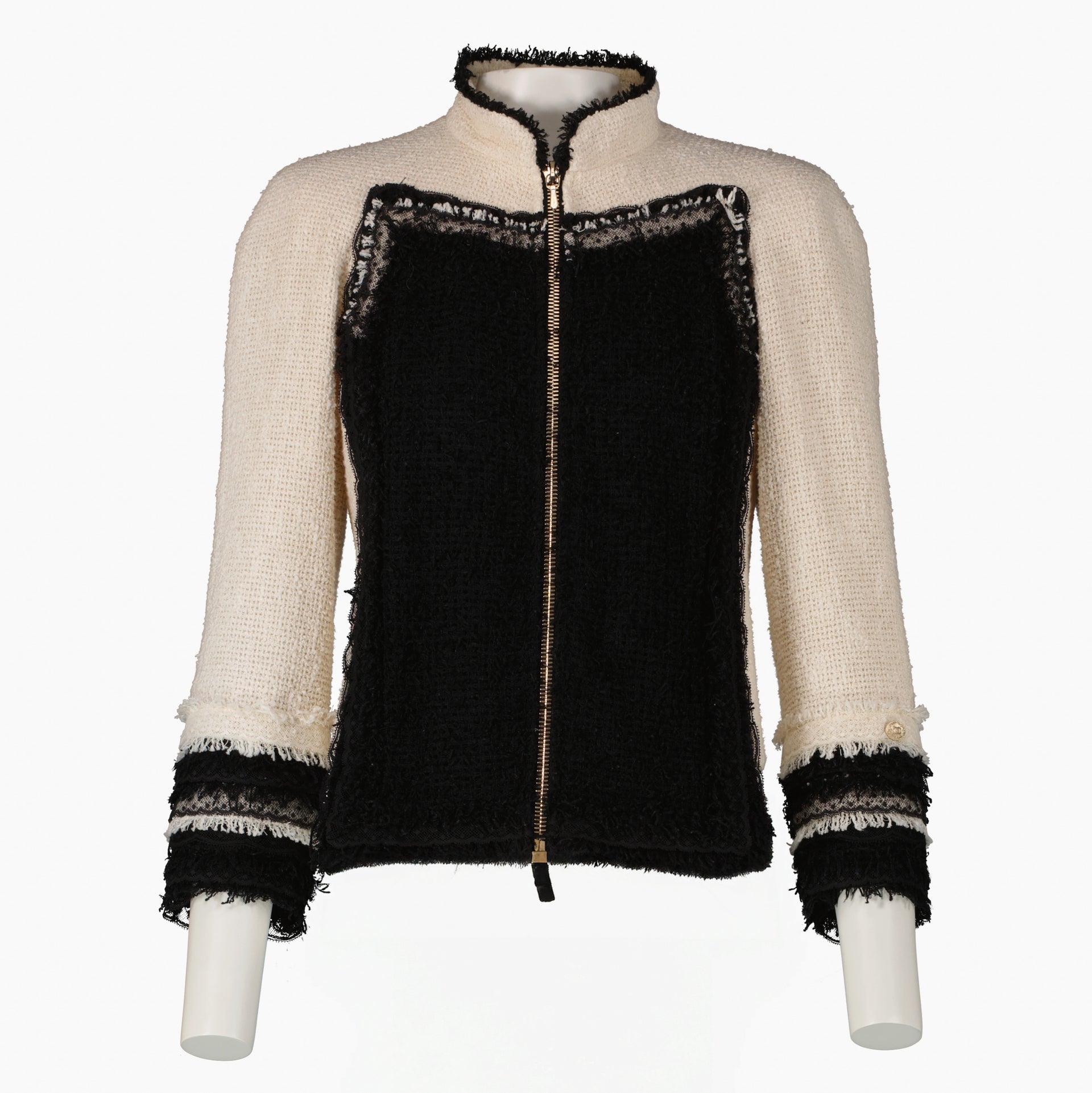 Chanel Black And White Tweed 2010 Spring Collection Jacket Size 34