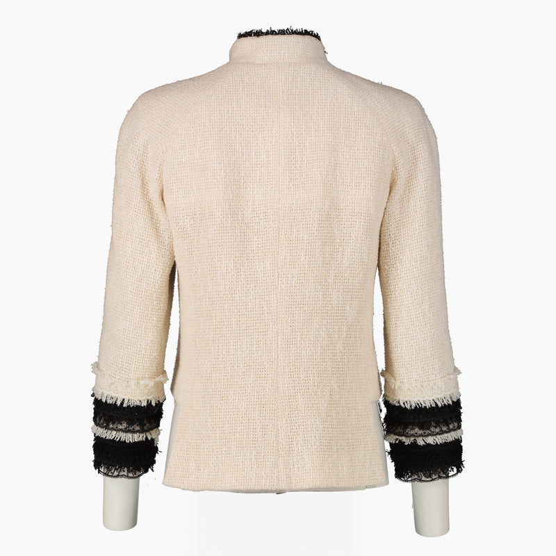 Chanel Black And White Tweed 2010 Spring Collection Jacket Size 34
