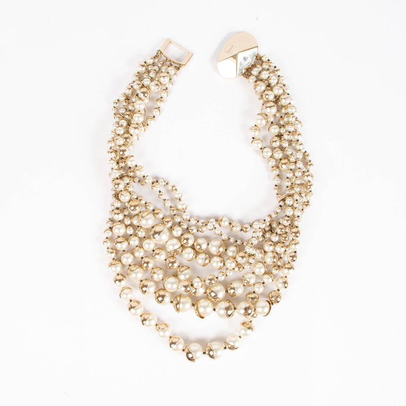 Christian Dior Faux Pearl Mise En Dior Multi-Strand Necklace