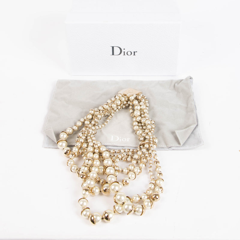 Christian Dior Faux Pearl Mise En Dior Multi-Strand Necklace
