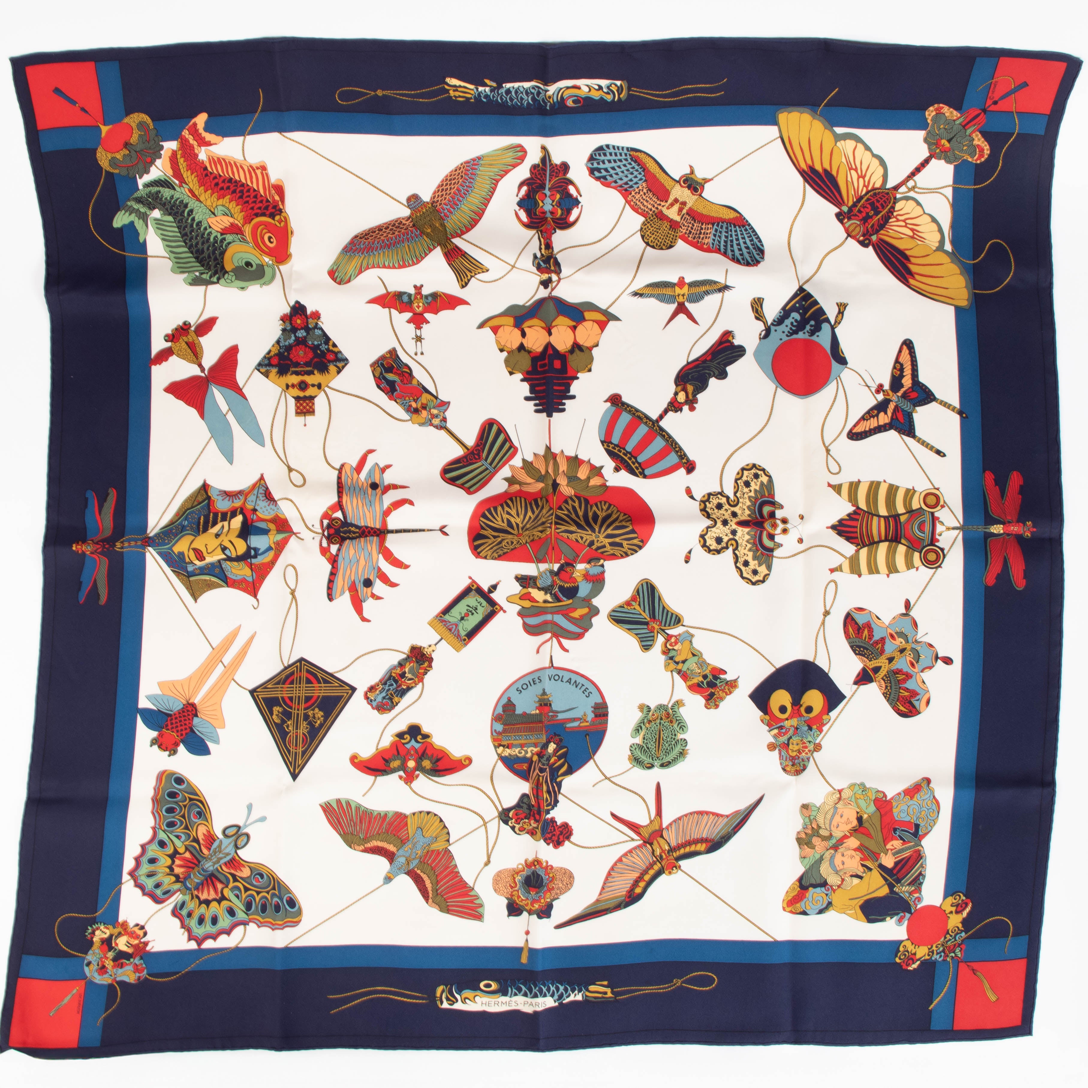 新品 本物 HERMES カレ90 SOIES VOLANTES大空に舞うシルク Hermes Carre de Soie 90 Soies Volantes Loic Dubigeon Scarf – Labellov