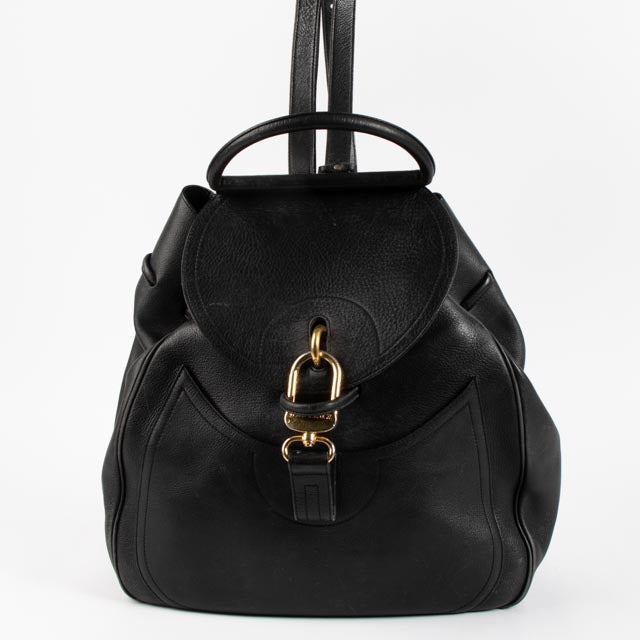 Delvaux Black Leather Lucifer Backpack