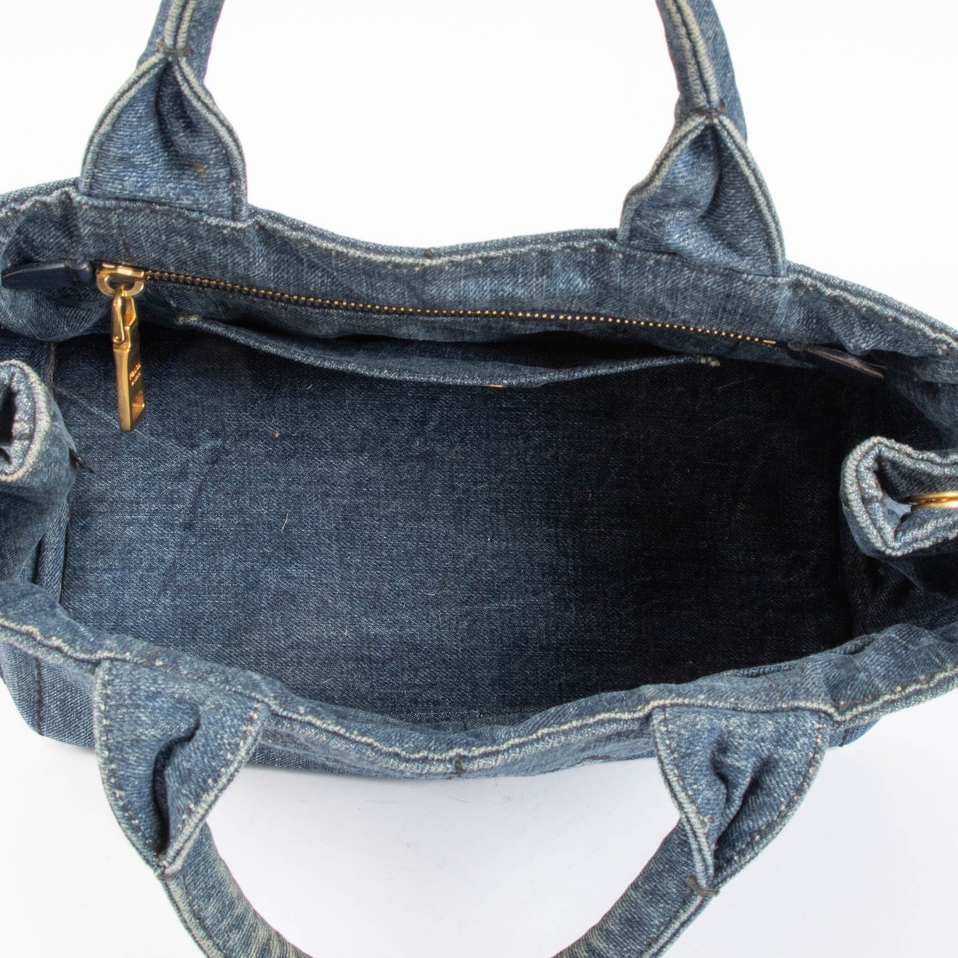 Shop the authentic Prada Canapa Denim Tote Small second hand on Labellov.com