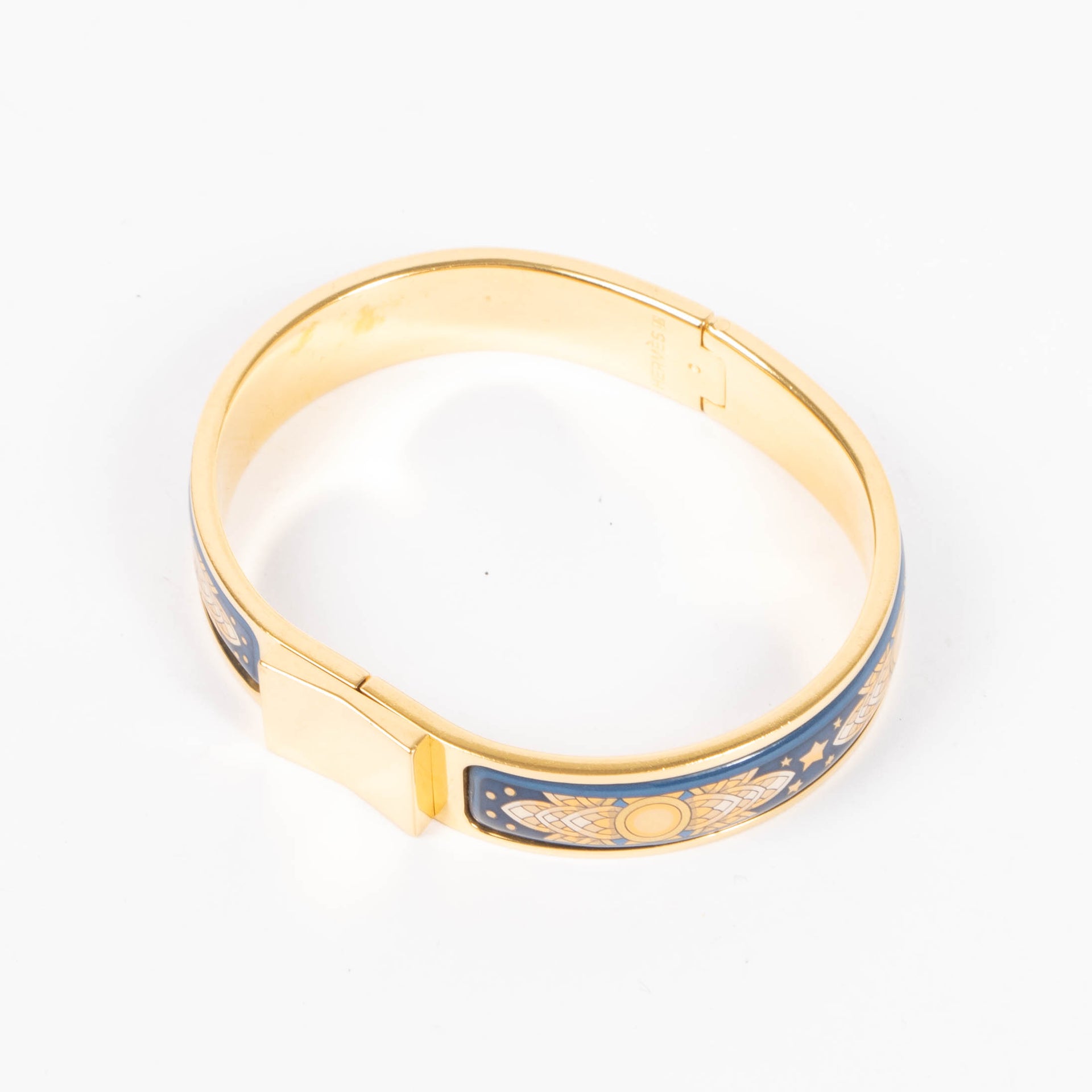 Hermes Blue Enamel Loquet Hinge Bracelet