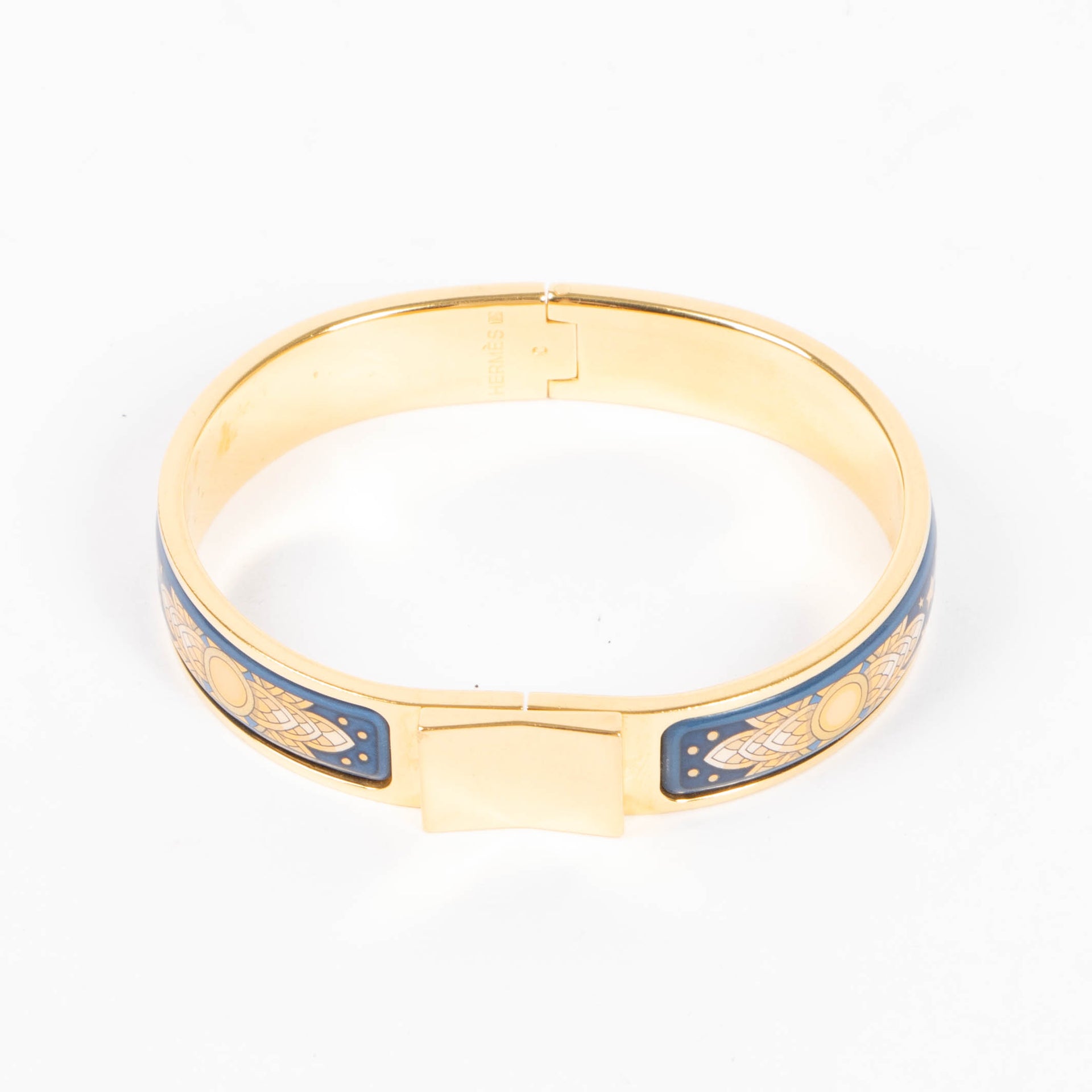 Hermes Blue Enamel Loquet Hinge Bracelet