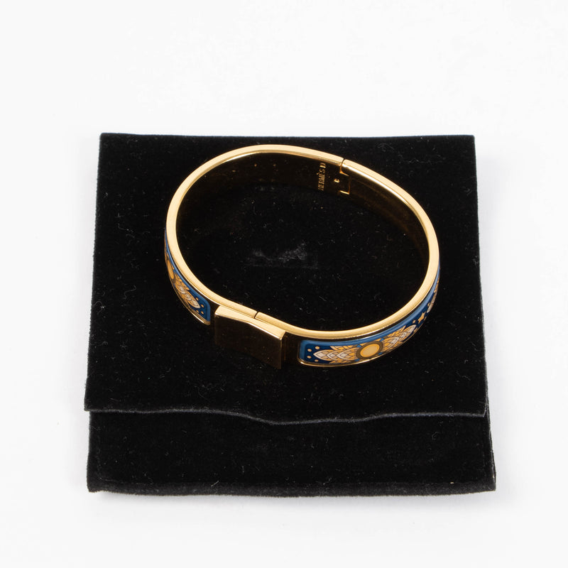 Hermes Blue Enamel Loquet Hinge Bracelet