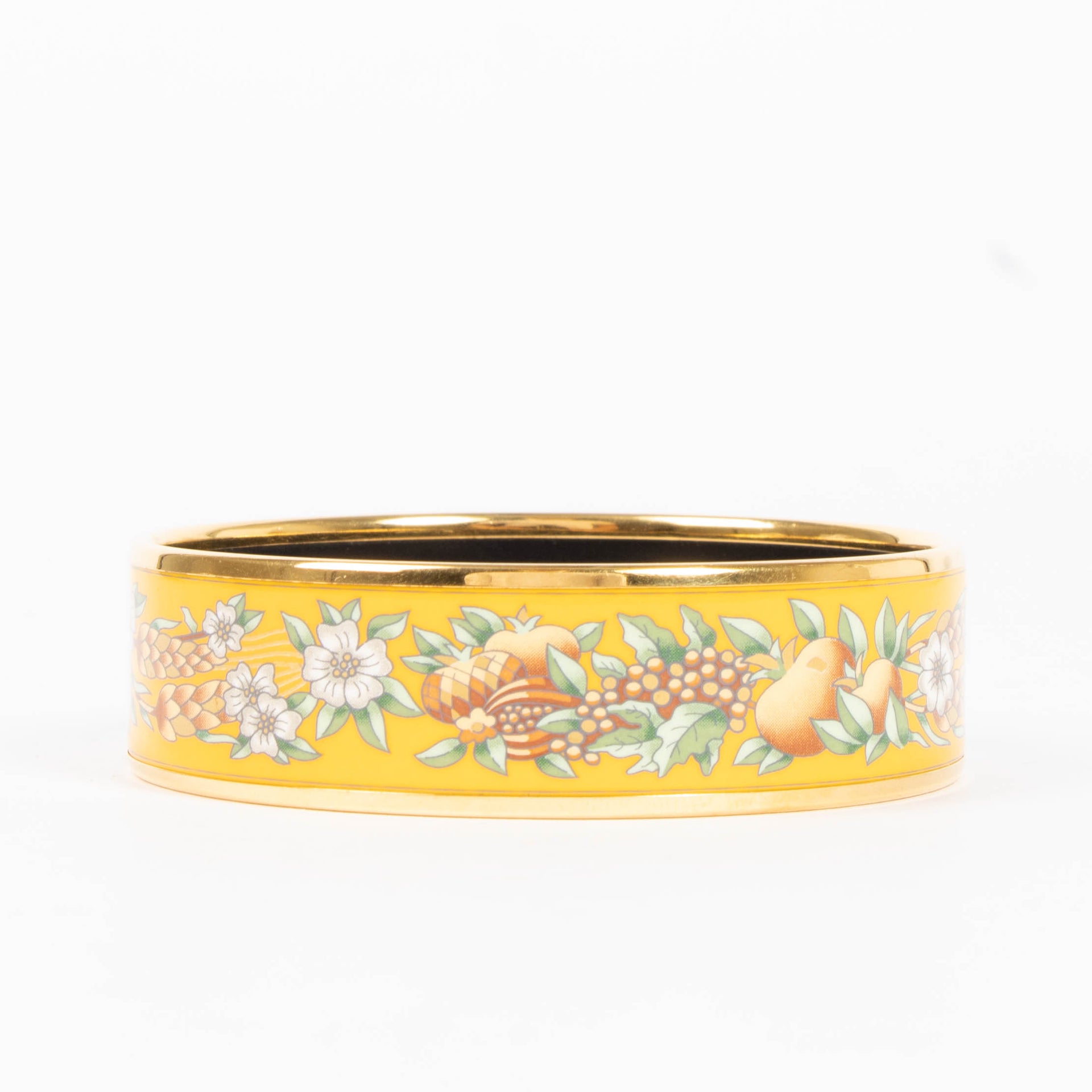 Hermes Enamel Wheat and Fruits Wide Bangle Bracelet