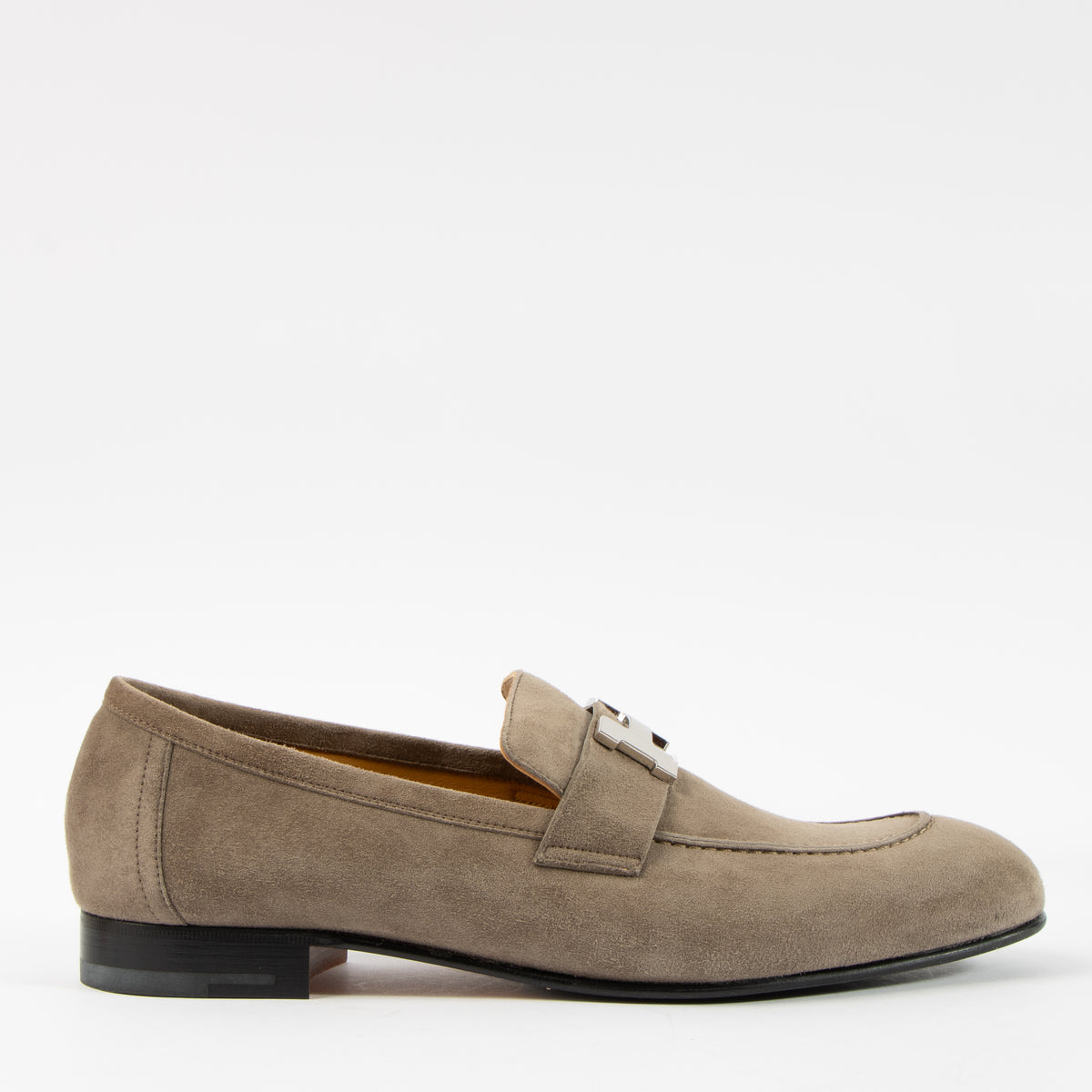 Shop the authentic Hermes Etoupe Suede Honore Loafers on Labellov.com.