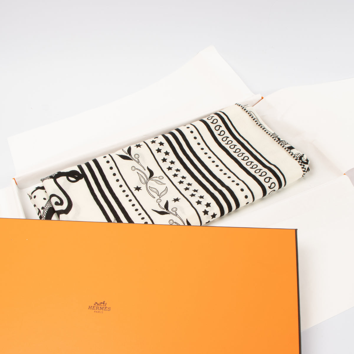 Shop this authentic Hermes White Cashmere/Silk Festival des Amazones 140 Shawl pre-loved on labellov.com