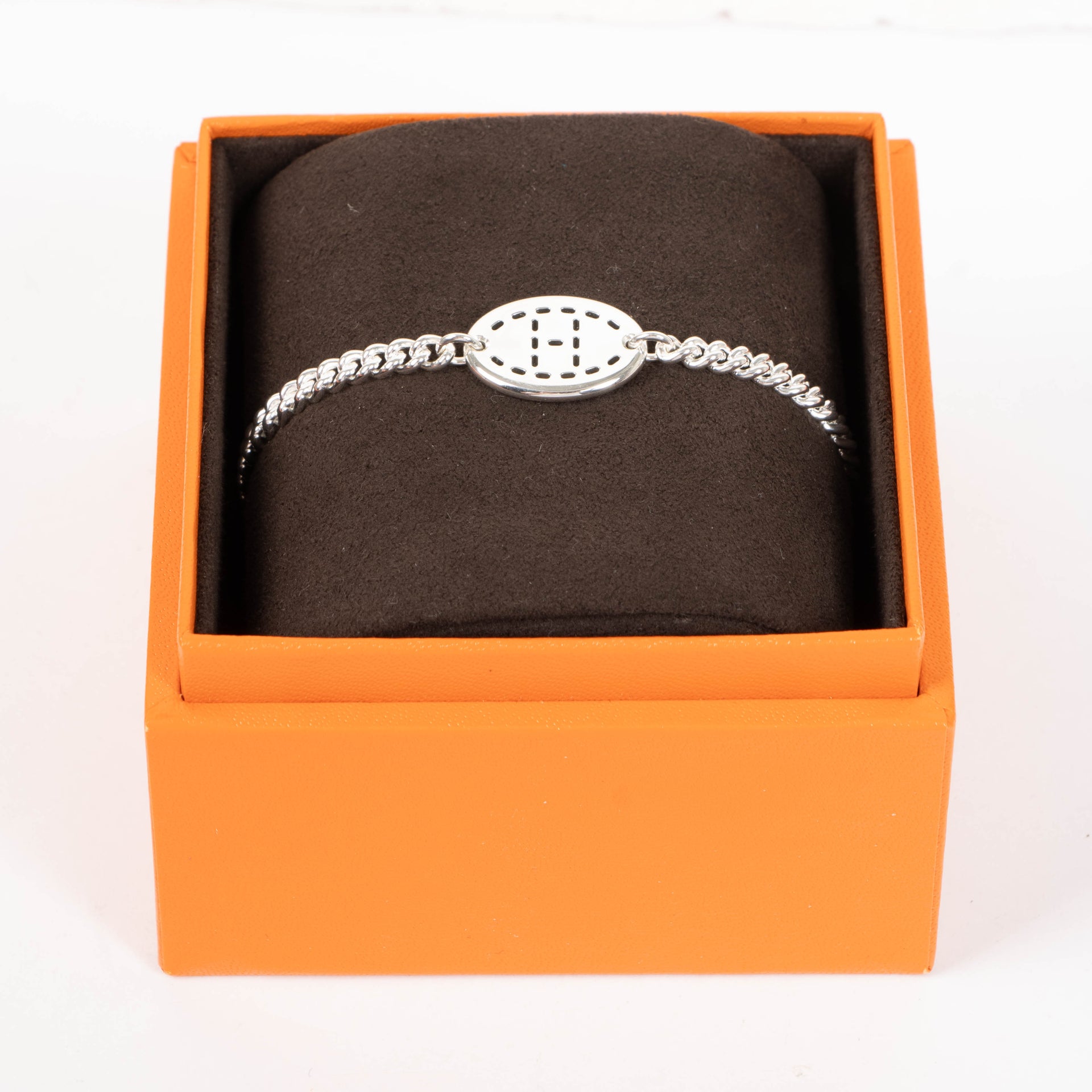 Hermes Sterling Silver Point Sellier Bracelet