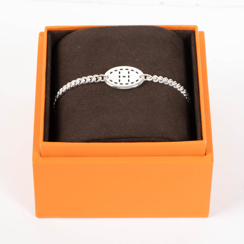 Hermes Sterling Silver Point Sellier Bracelet
