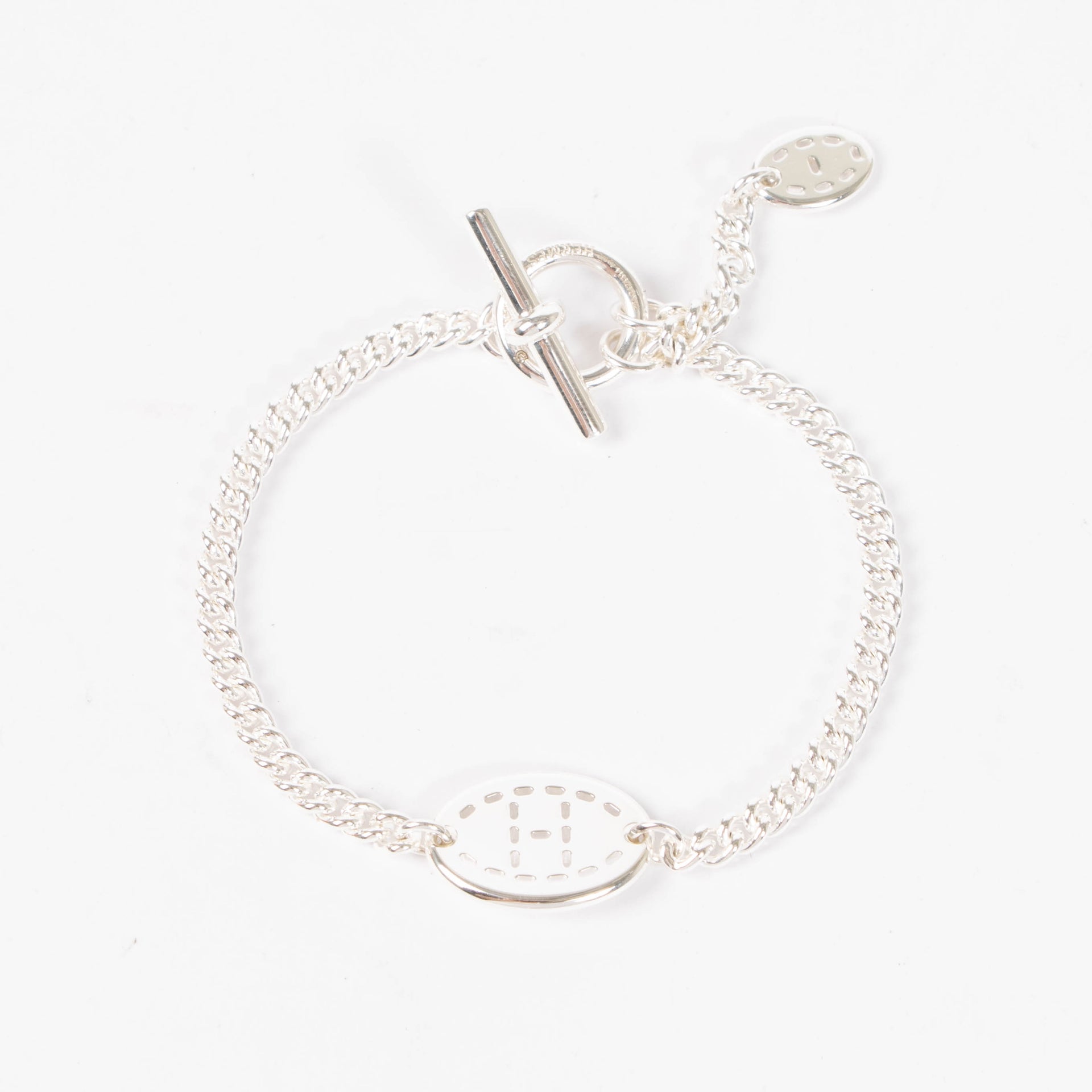 Hermes Sterling Silver Point Sellier Bracelet