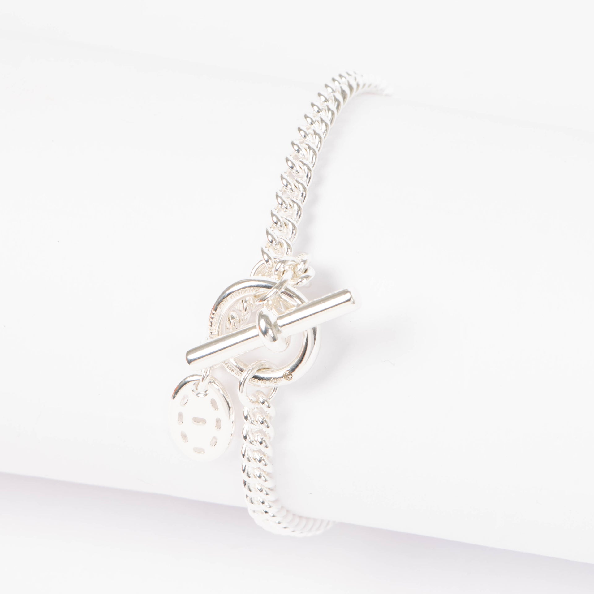 Hermes Sterling Silver Point Sellier Bracelet