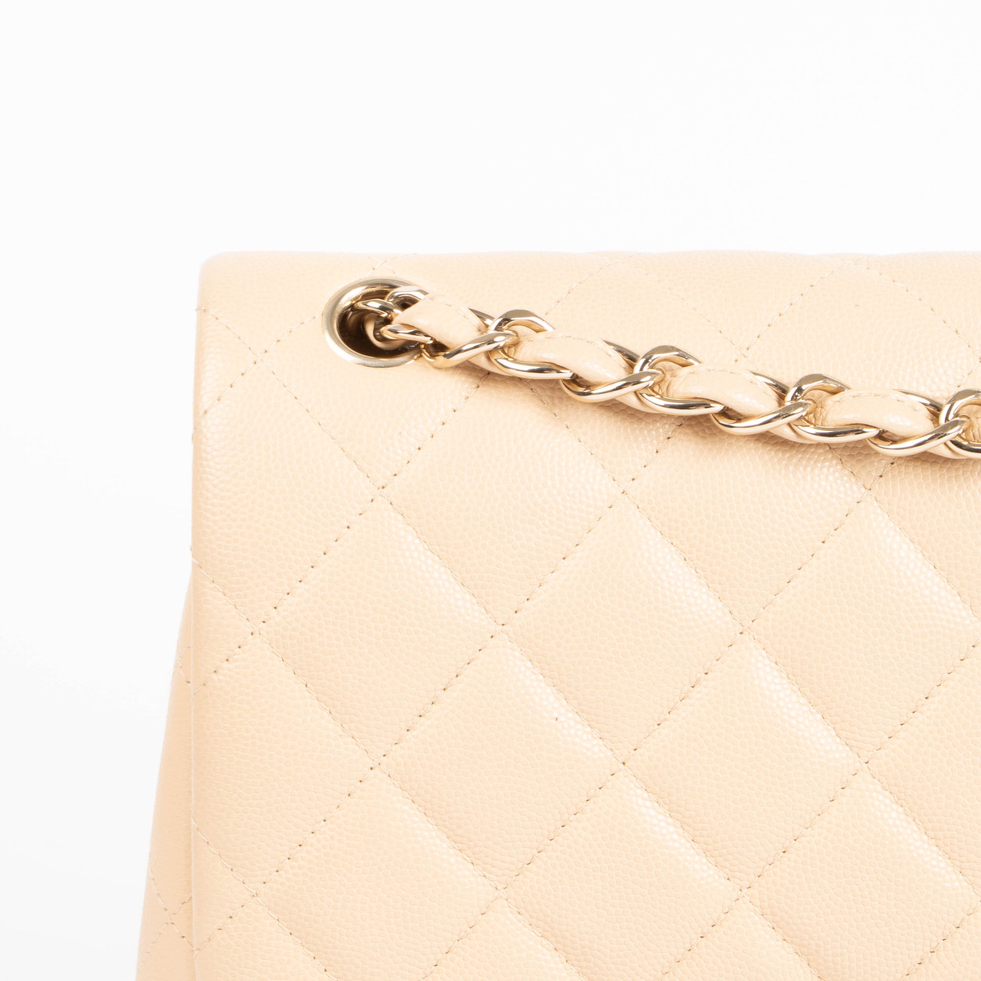 Chanel Beige Cavair Large/Jumbo Classic Handbag