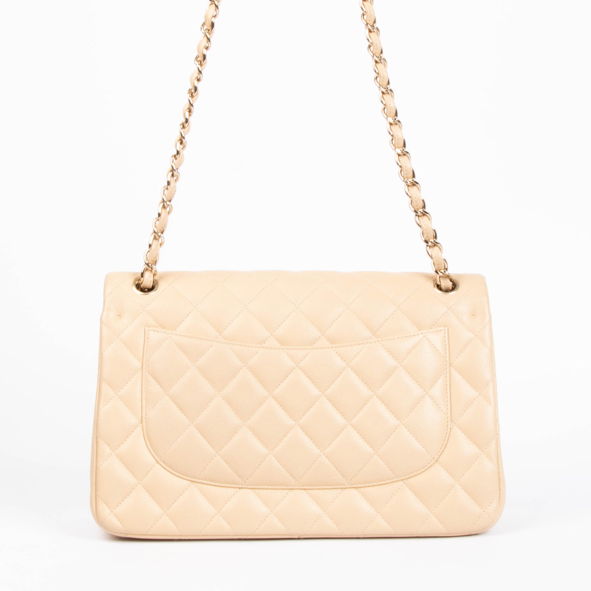 Chanel Beige Cavair Large/Jumbo Classic Handbag