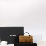 Shop this authentic Chanel 26S Suede/Shiny Lambskin Slim Vanity with Chain pre-loved on Labellov.com.